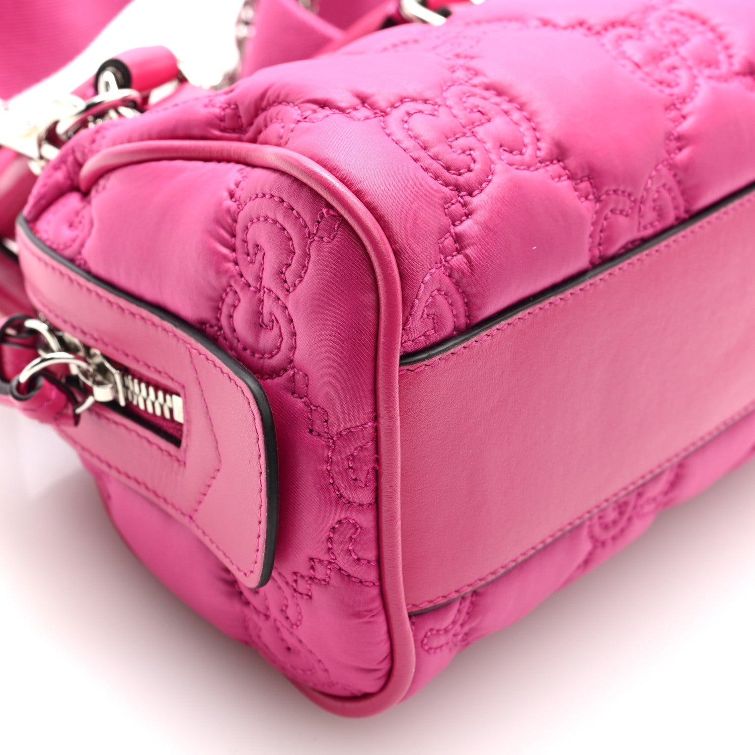 Nylon Calfskin Enamel GG Matelasse Mini Bowler Bag Lovely