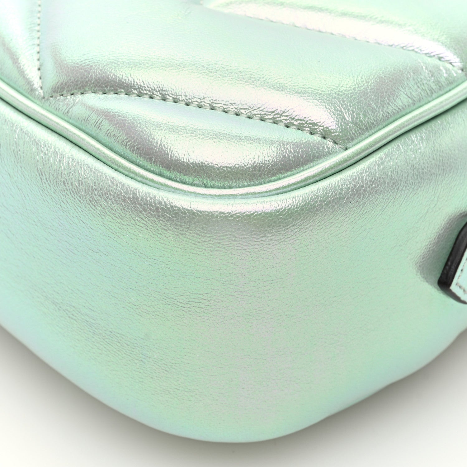 Iridescent Nappa Chevron Matelasse Small GG Marmont Chain Shoulder Bag Iridescent Salvy Green