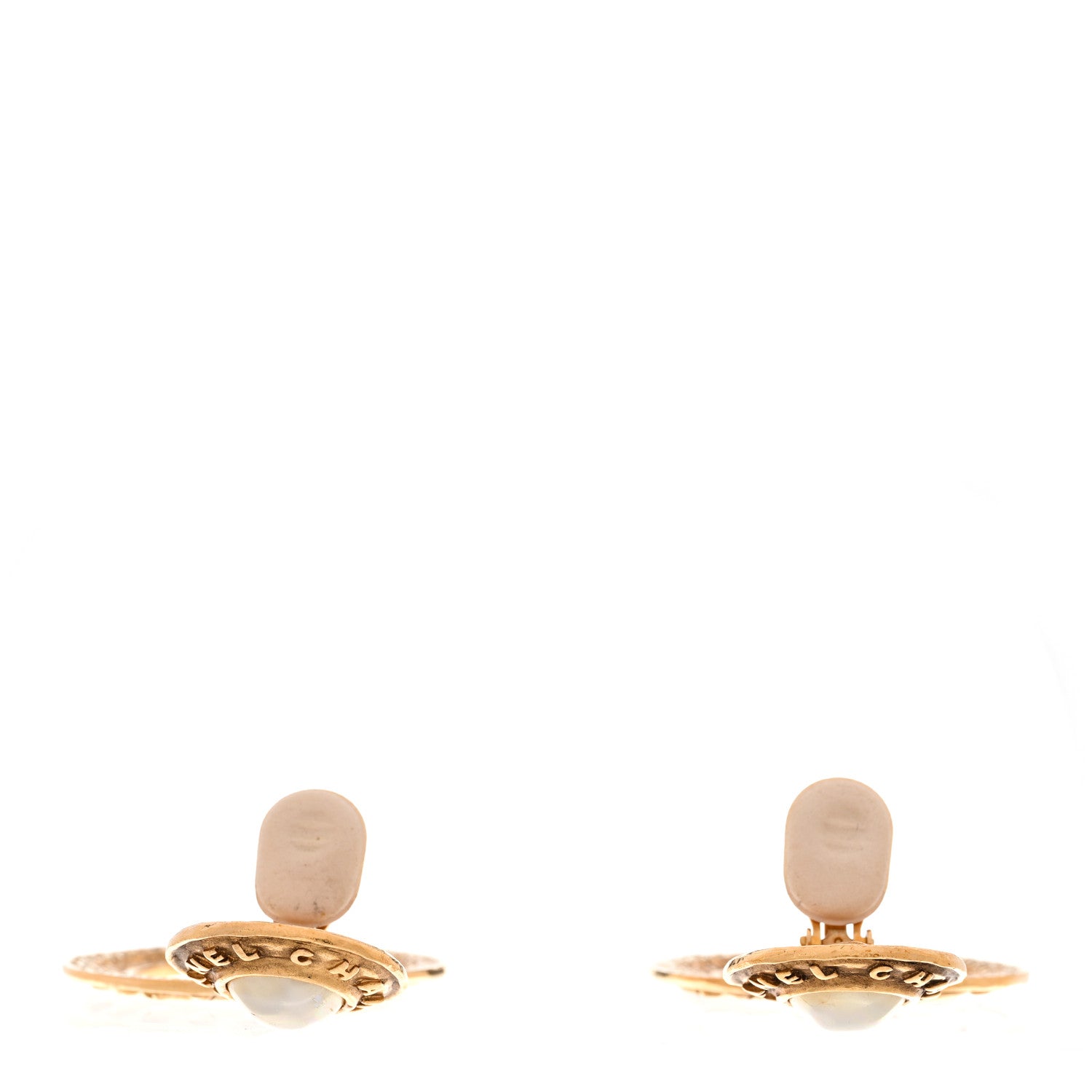 Pearl CC Clip On Earrings Gold