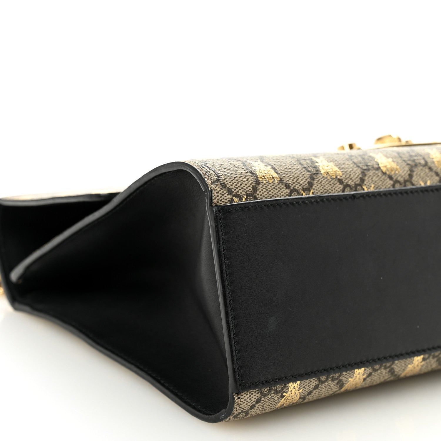 GG Supreme Monogram Bees Medium Padlock Shoulder Bag Beige Oro Black