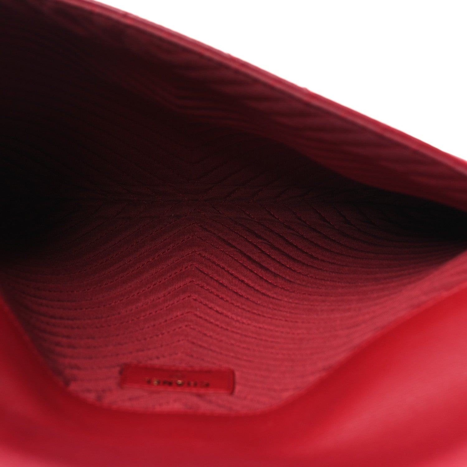 Calfskin Chevron Quilted Small Envelope Clutch Red