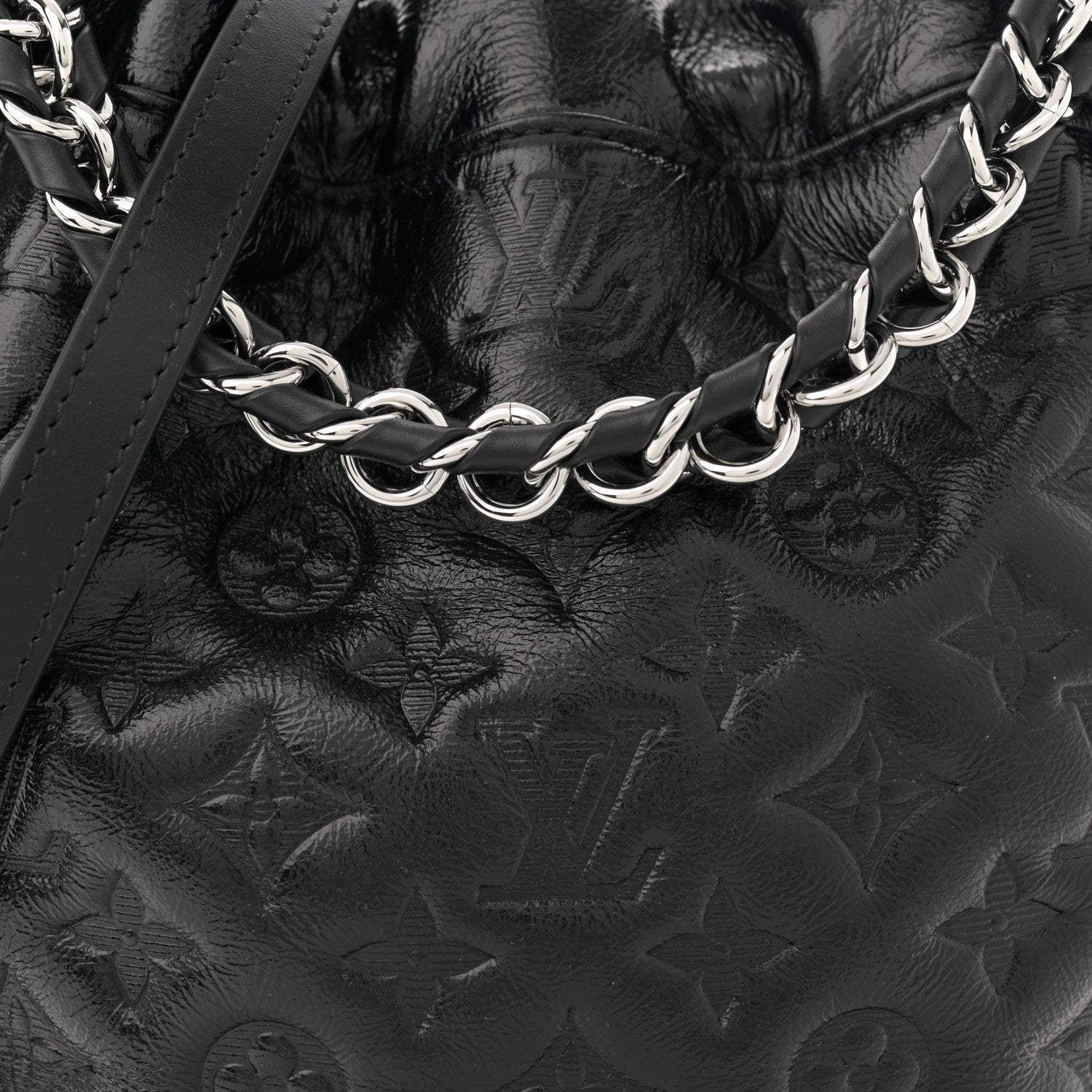 Lambskin Monogram Shadow Coussin Noe Trunk PM Black