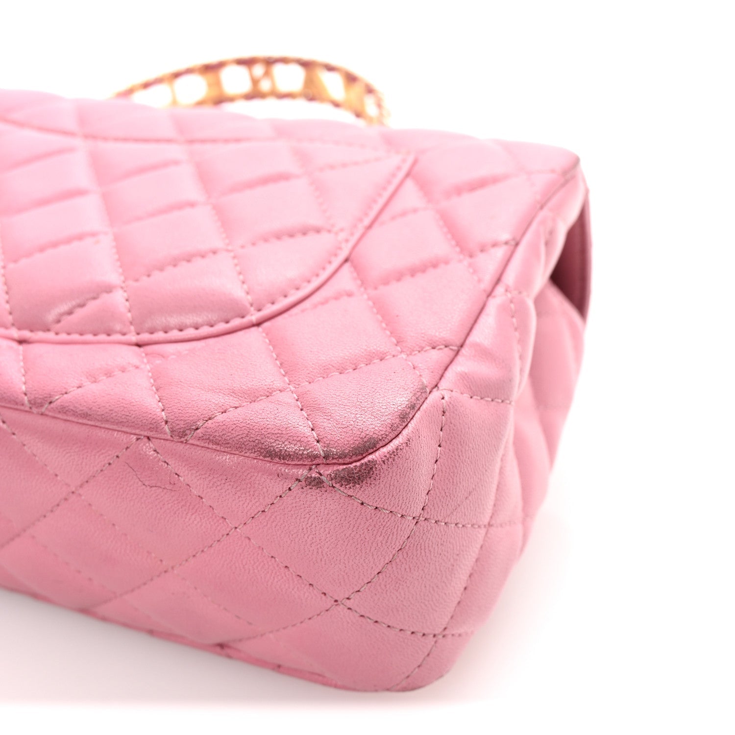 Lambskin Quilted Mini Strass On Top Flap Pink