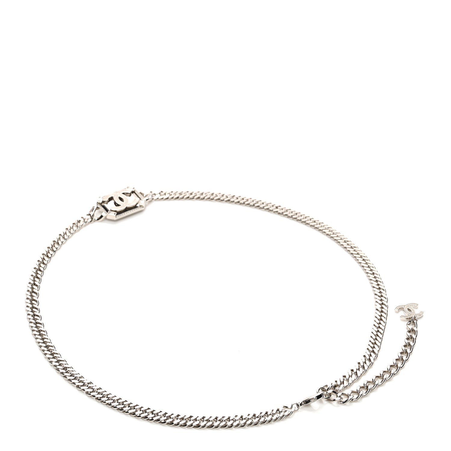 Metal Crystal CC Vendome Chain Belt 75 Silver