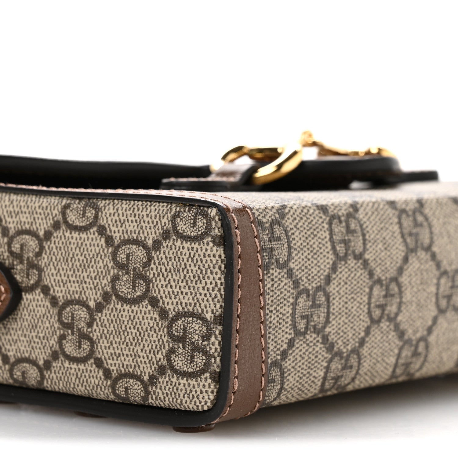 GG Supreme Monogram Mini Horsebit 1955 Shoulder Bag Beige Brown Sugar