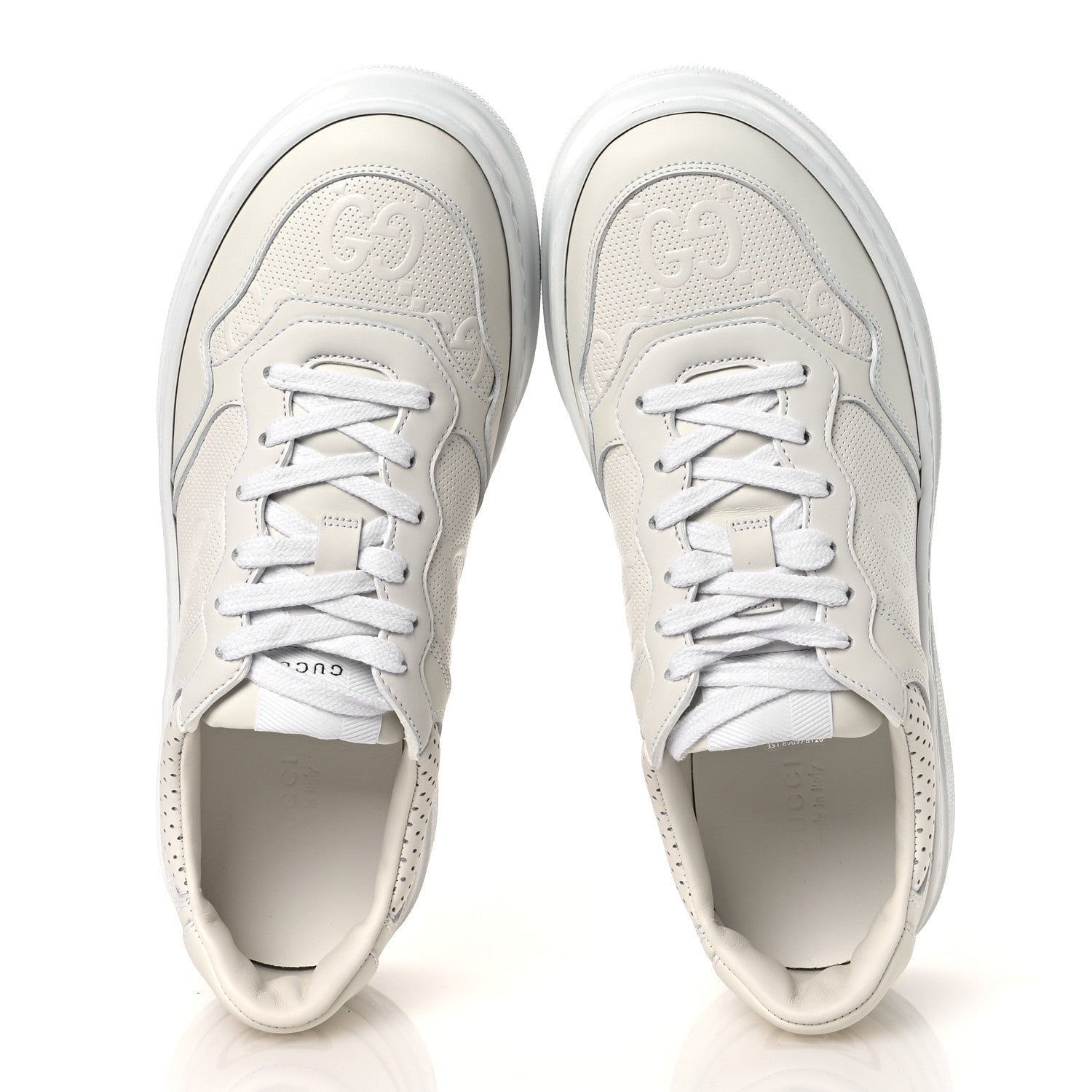 Calfskin GG Tennis Embossed Perforated Womens Platform 55mm Sneakers 40.5 Great White
