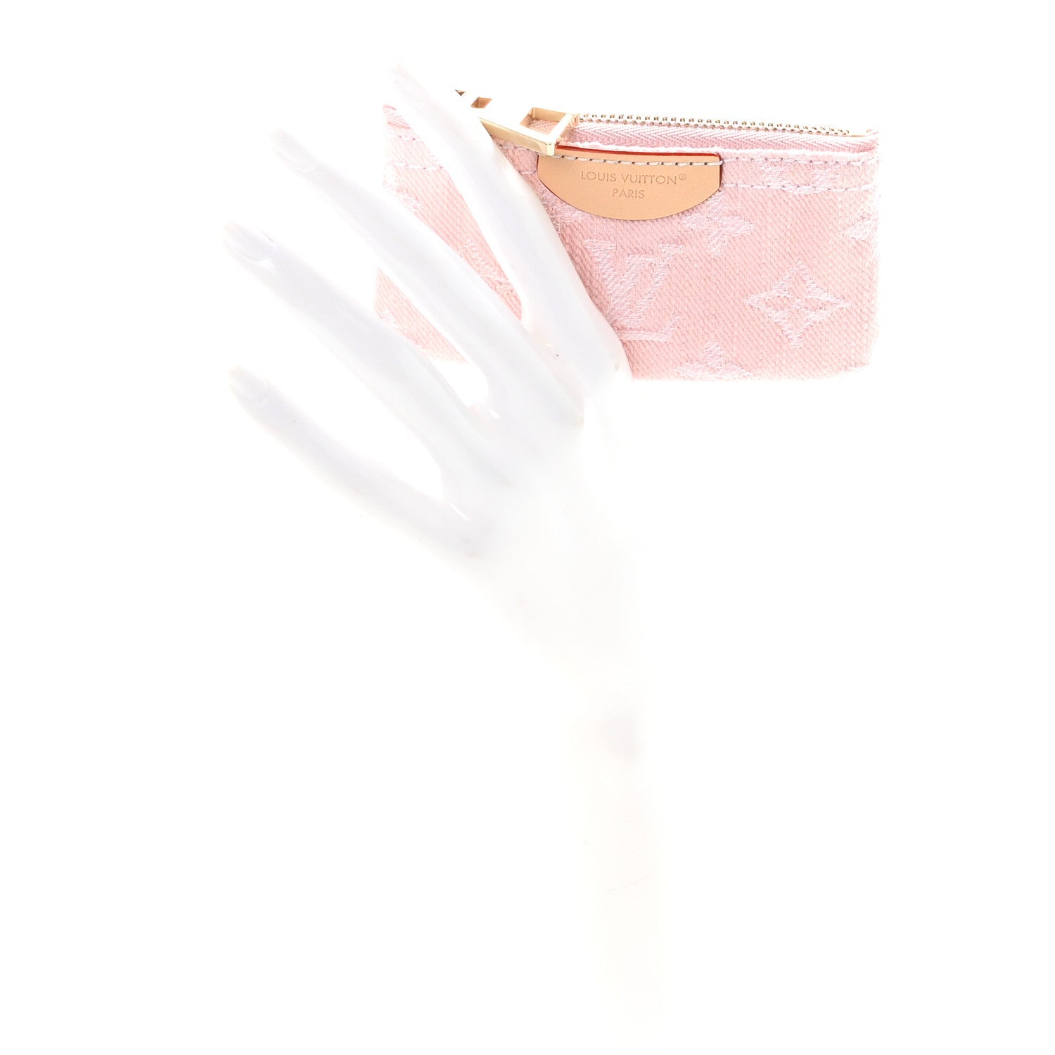 Monogram Denim Key Pouch Washed Pink