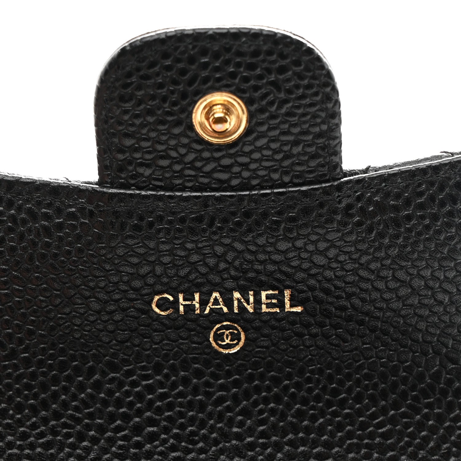 Caviar Quilted Flap Card Holder Wallet Black