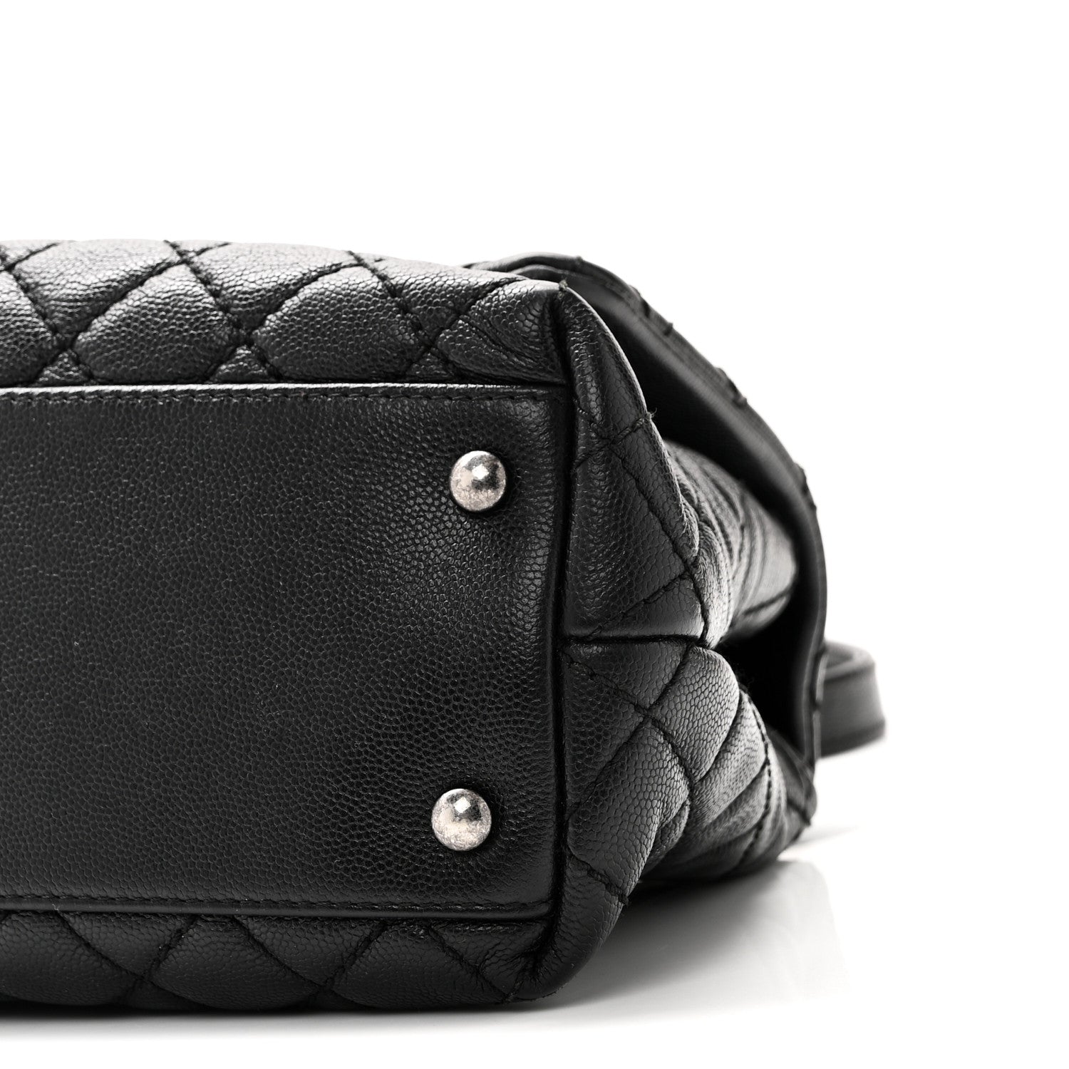 Caviar Quilted Small Coco Handle Flap Black