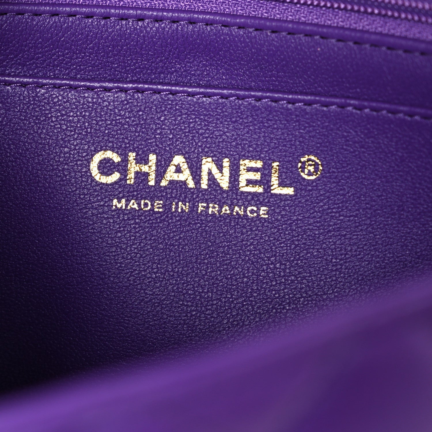 Lambskin Quilted Mini Top Handle Rectangular Flap Dark Purple