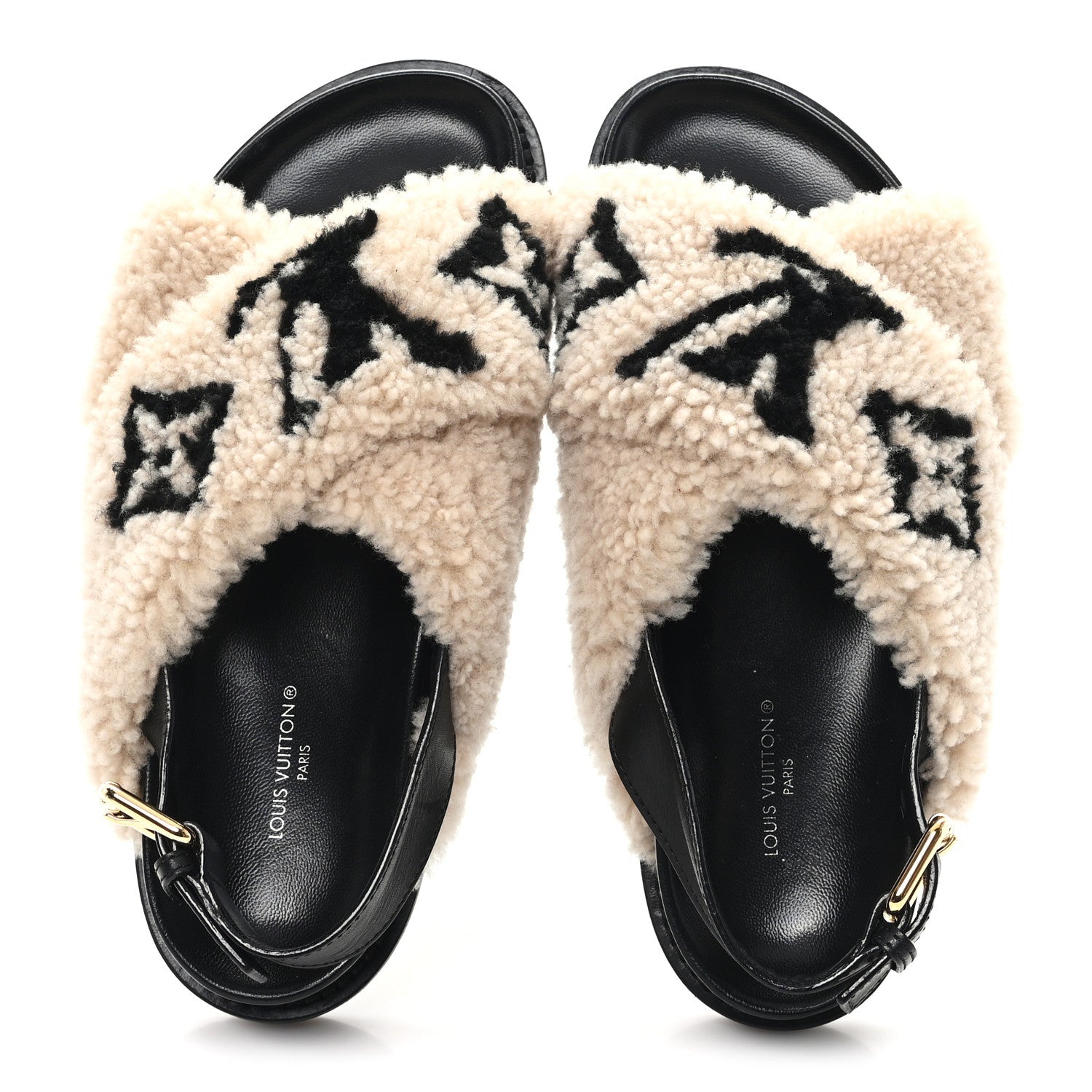 Shearling Paseo Sandals 37 Black