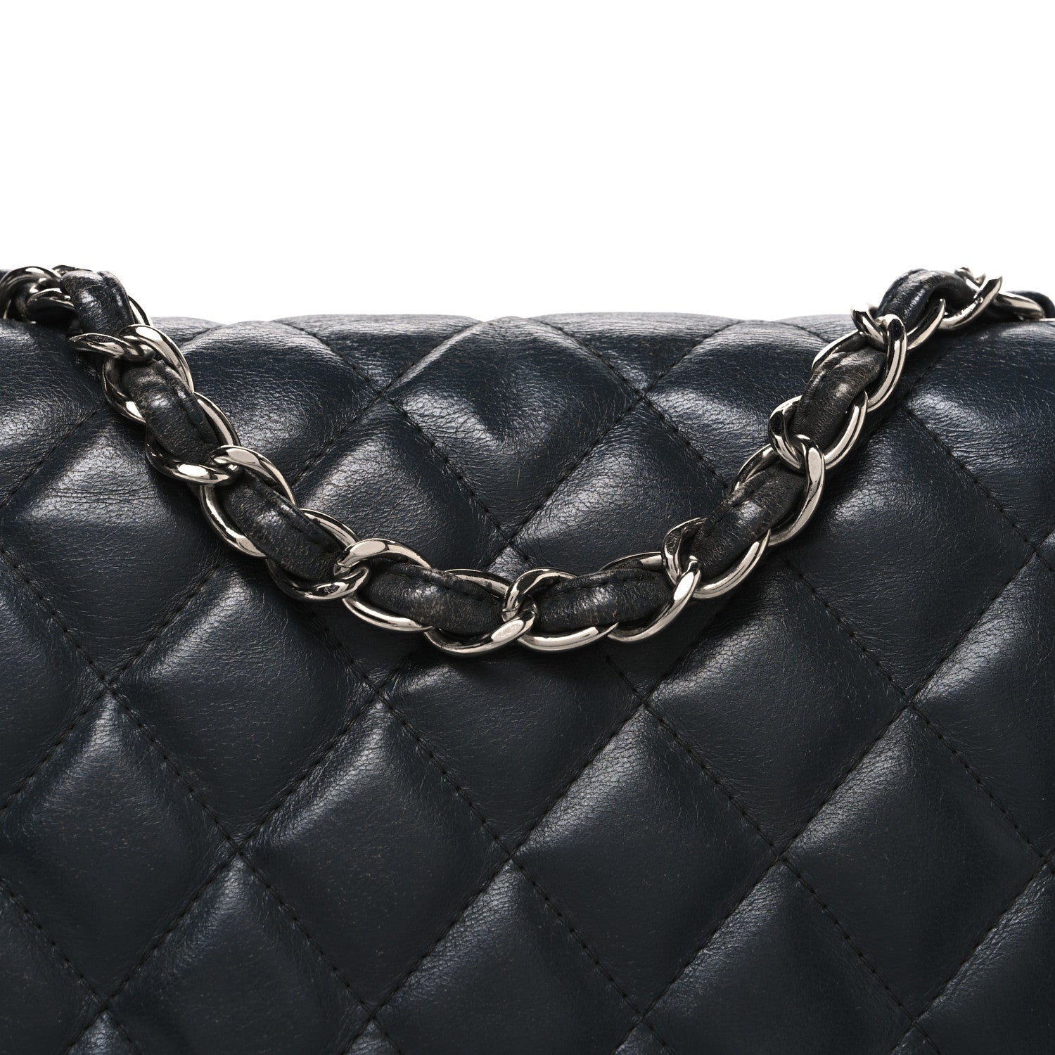 Lambskin Quilted Jumbo Single Flap Grey
