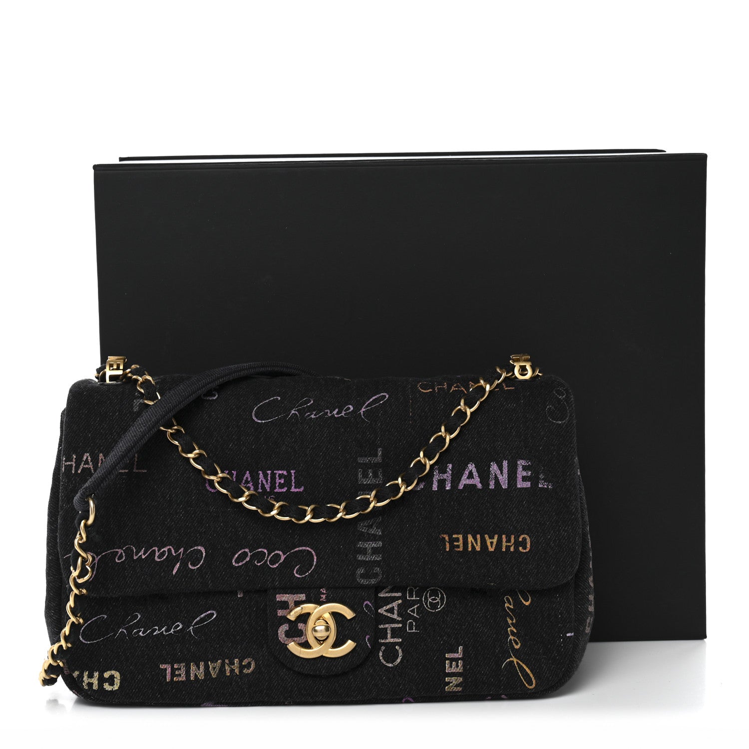 Denim Quilted Denim Mood Large Flap Black Multicolor