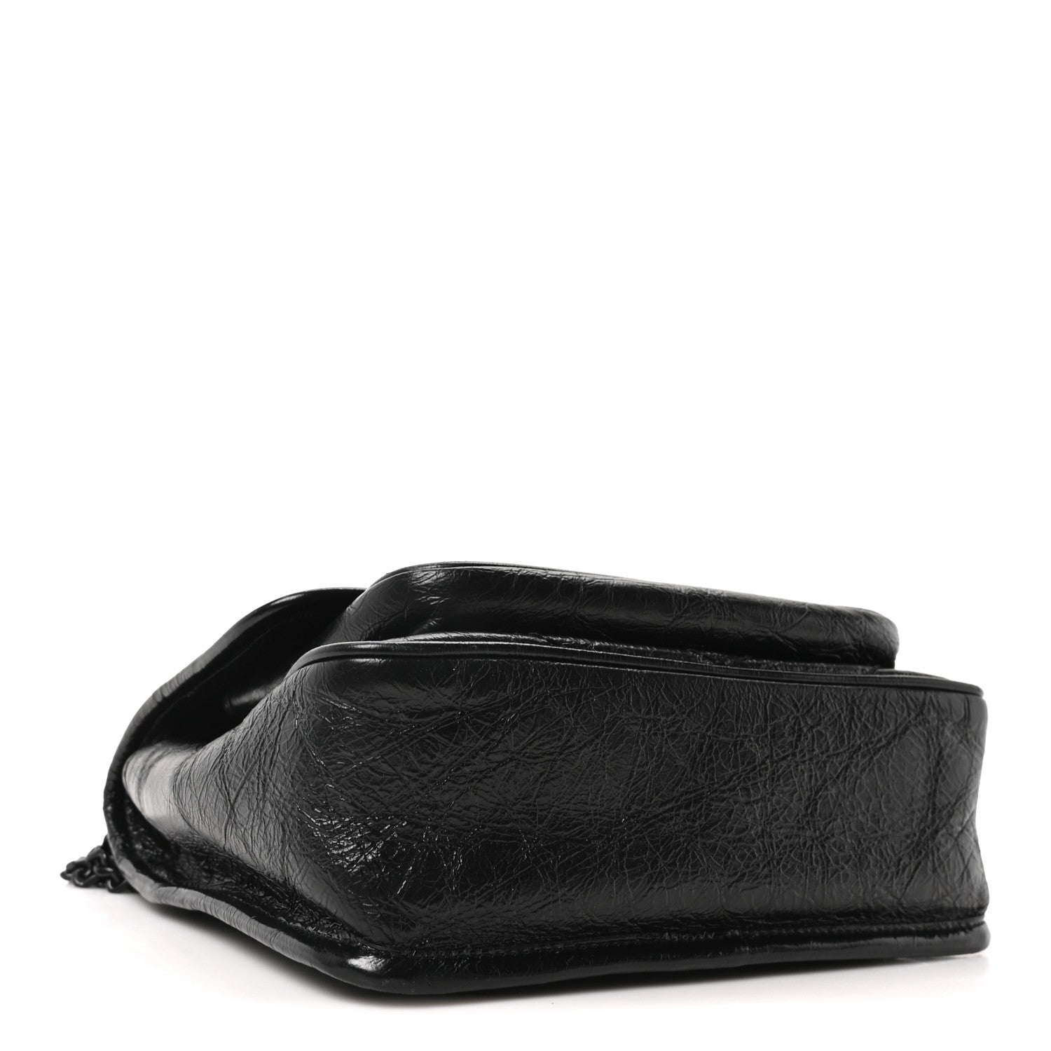 Crinkled Calfskin Matelasse Monogram Baby Niki Chain Satchel Black