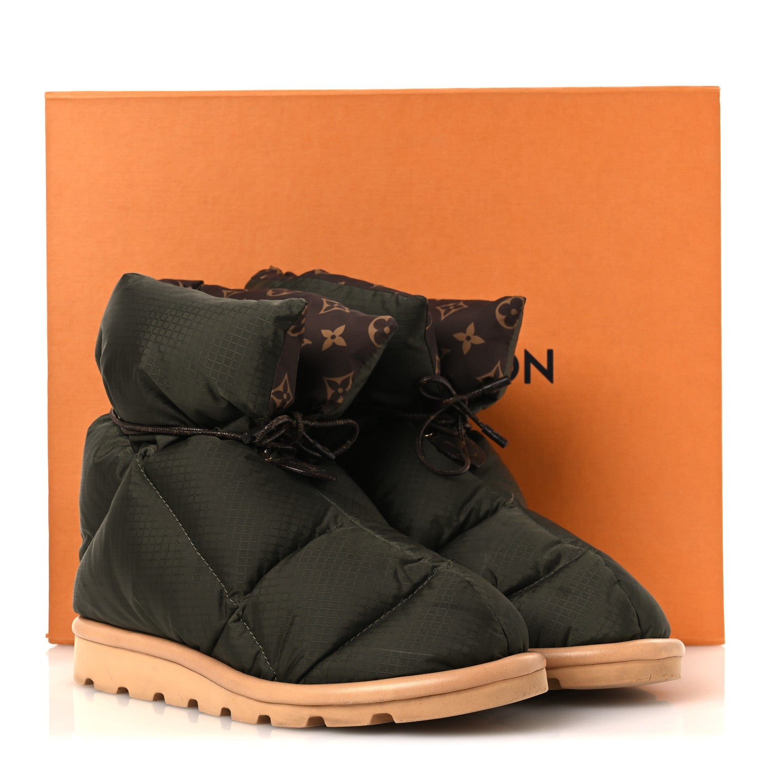 Nylon Monogram Pillow Comfort Ankle Boot 40 Khaki