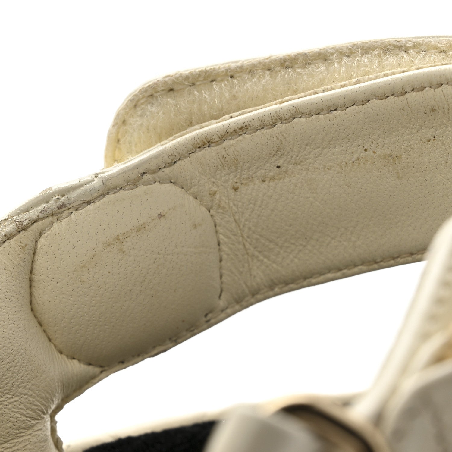 Shiny Calfskin Quilted Wedge Sandals 36 Ivory