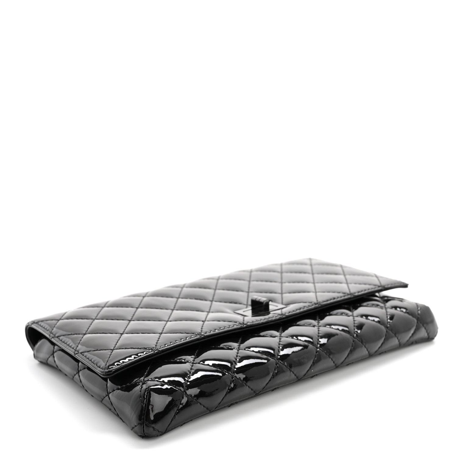 Patent Calfskin Quilted Reissue 2.55 Clutch So Black