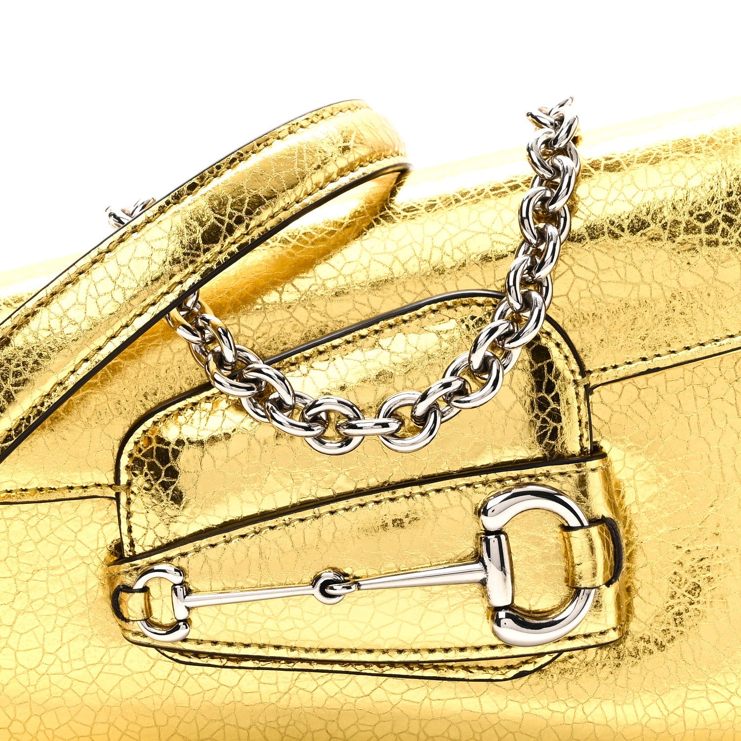 Metallic Calfskin Mini Horsebit 1955 Asymmetric Shoulder Bag Gold