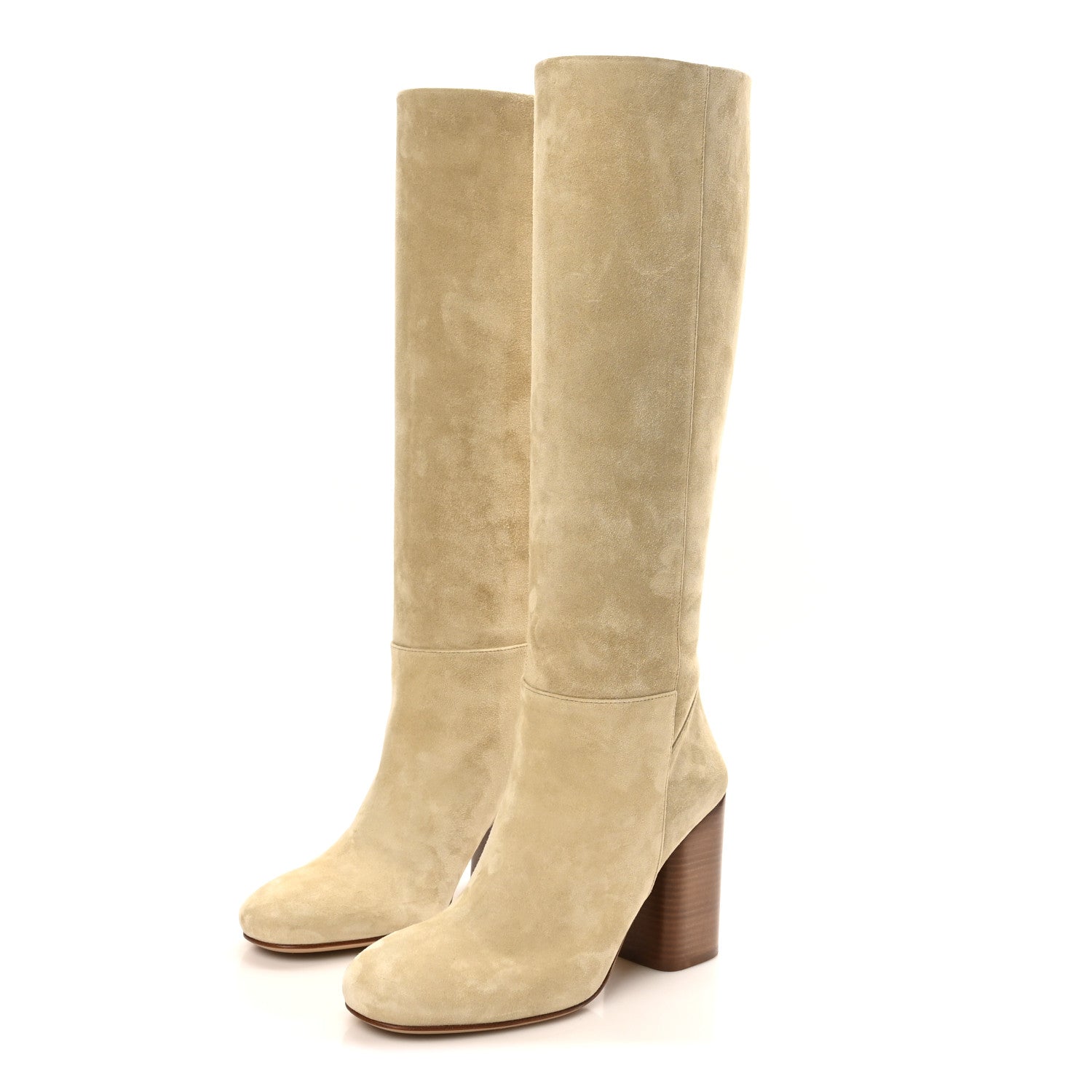 Suede Calfskin Lisiere 90 Boots 37 Beige Lin