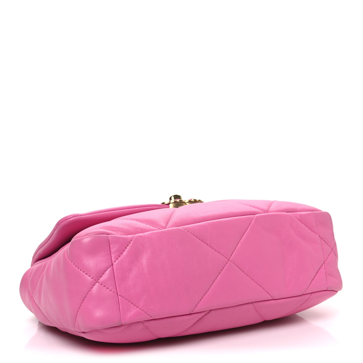 Shiny Lambskin Quilted Medium Chanel 19 Flap Neon Pink