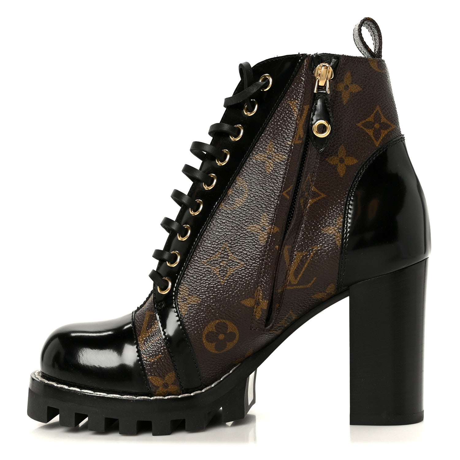 Patent Calfskin Monogram Star Trail Ankle Boots 36.5 Black