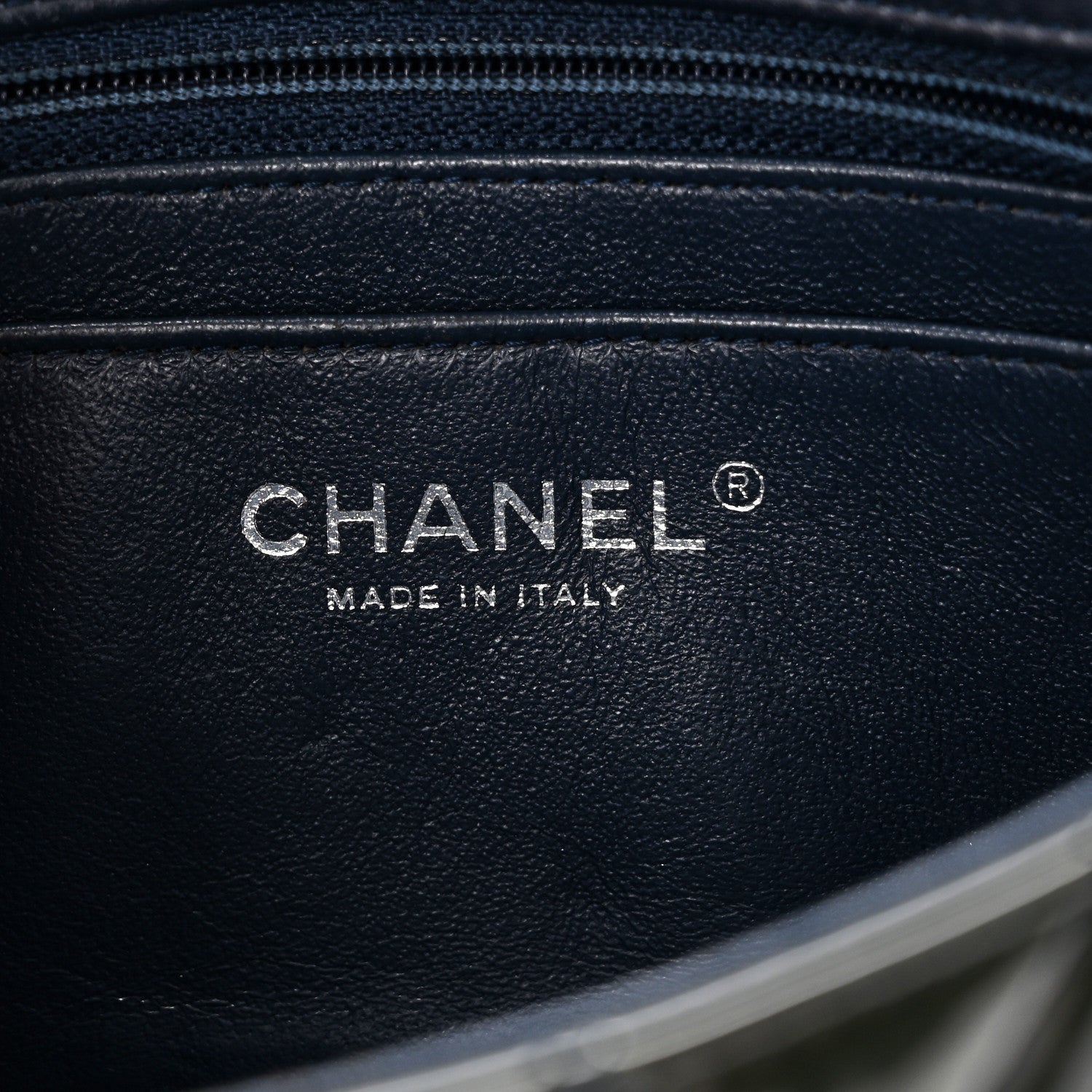Patent Calfskin Quilted Mini Rectangular Flap Navy Blue