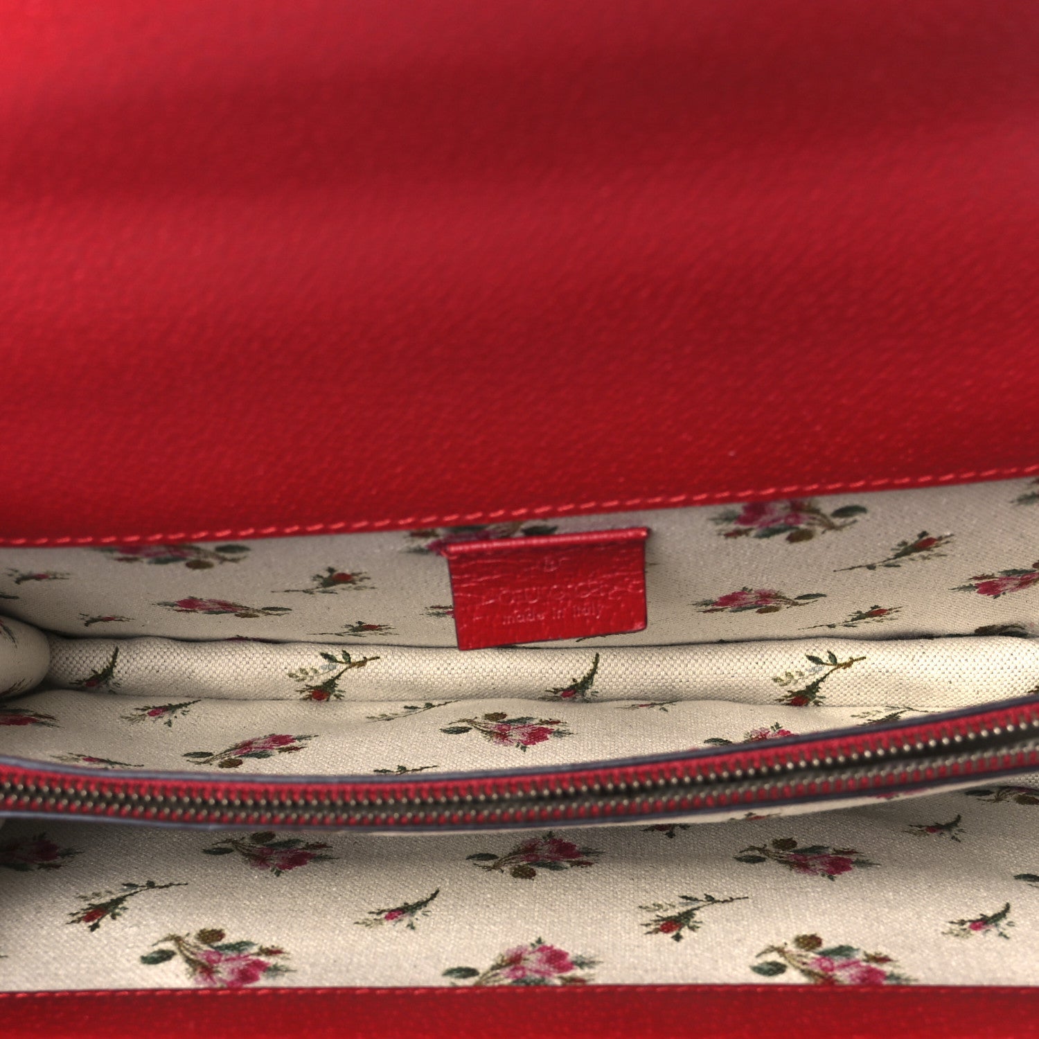 Calfskin Web Floral Embroidered Small Dionysus Shoulder Bag Hibiscus Red