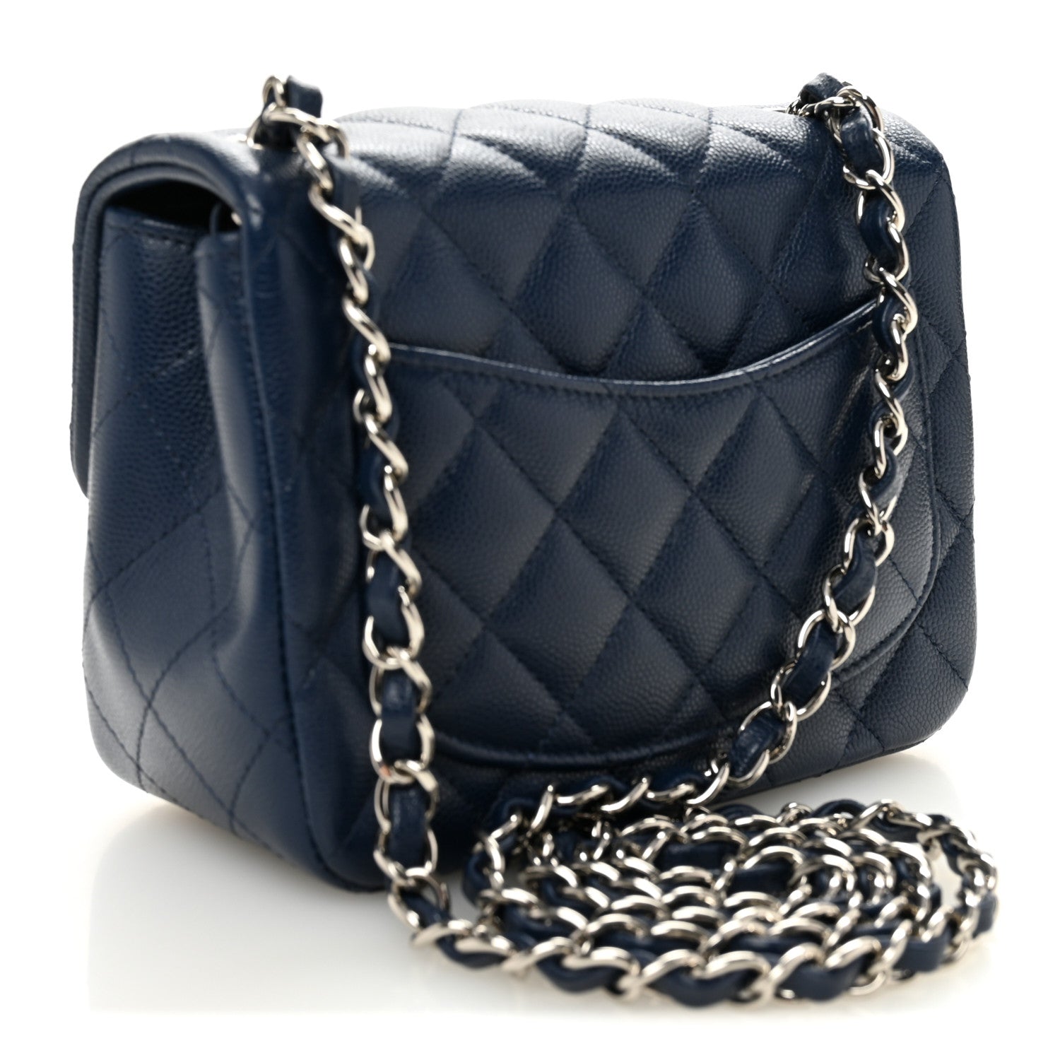 Caviar Quilted Mini Square Flap Navy