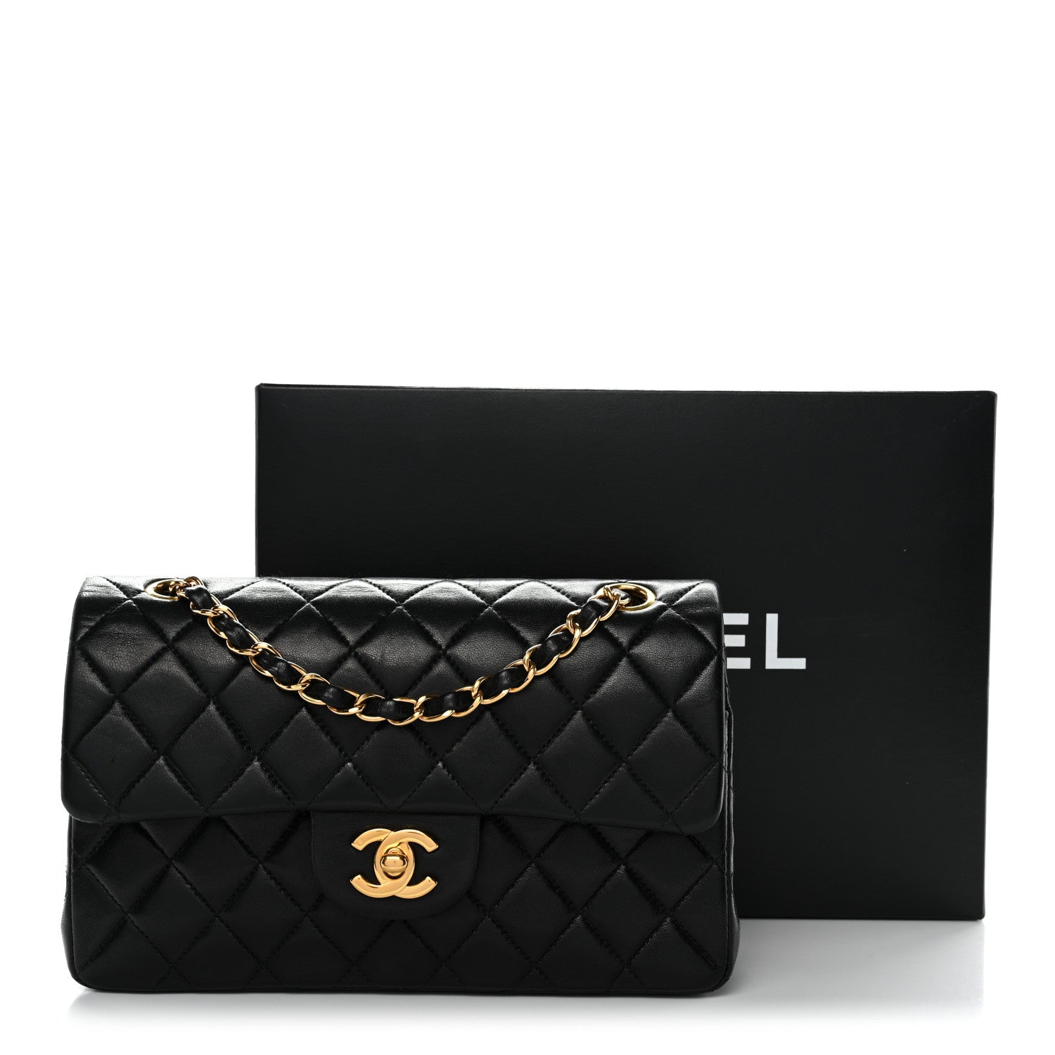 Lambskin Quilted Small Double Flap Black