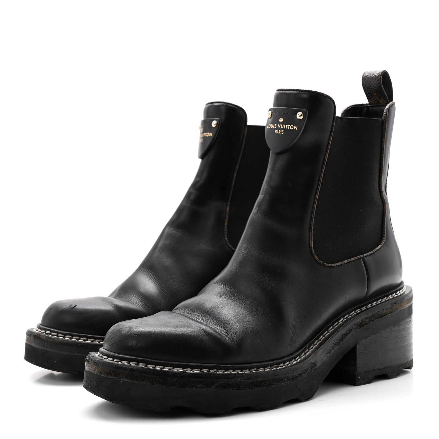 Calfskin Monogram Beaubourg Ankle Boots 38 Black