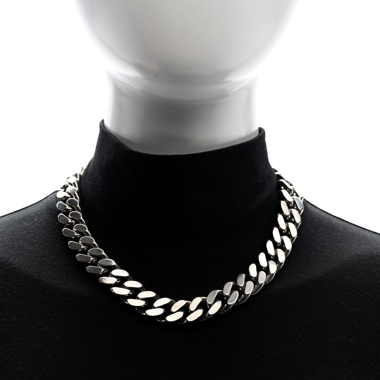 Metal Curb Chain Necklace Oxidized Silver