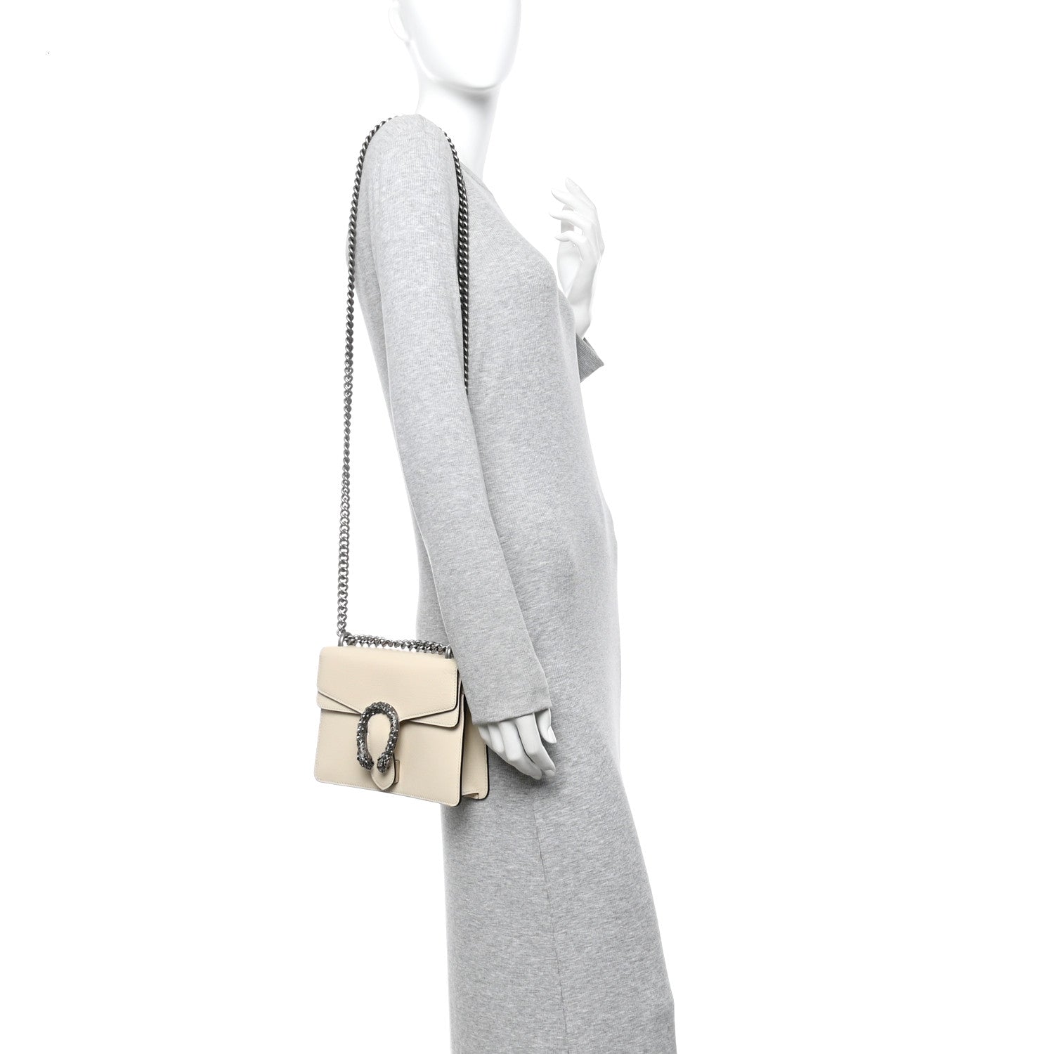 Textured Calfskin Crystal Mini Dionysus Shoulder Bag Mystic White