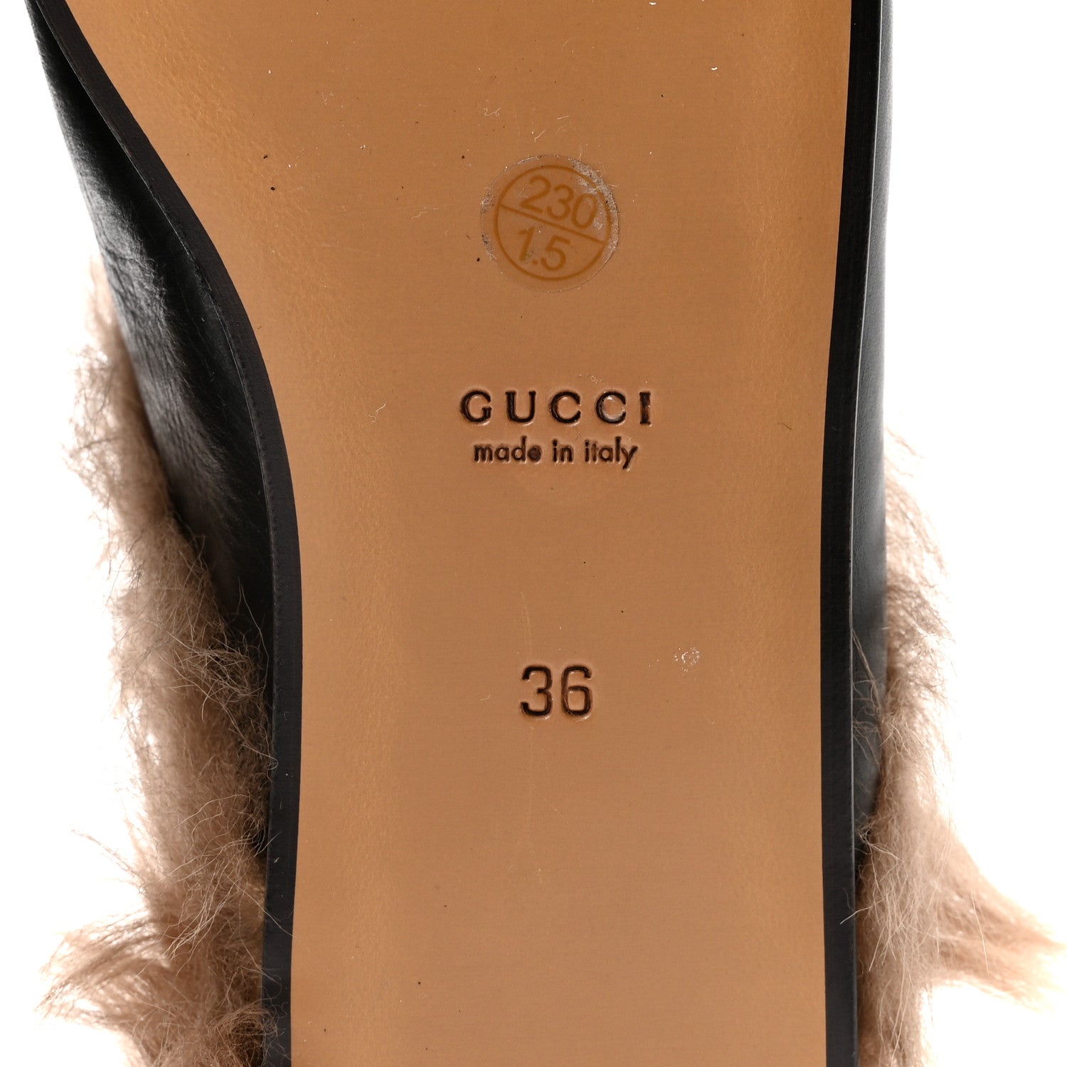Calfskin Fur Womens Princetown Slippers 36 Black