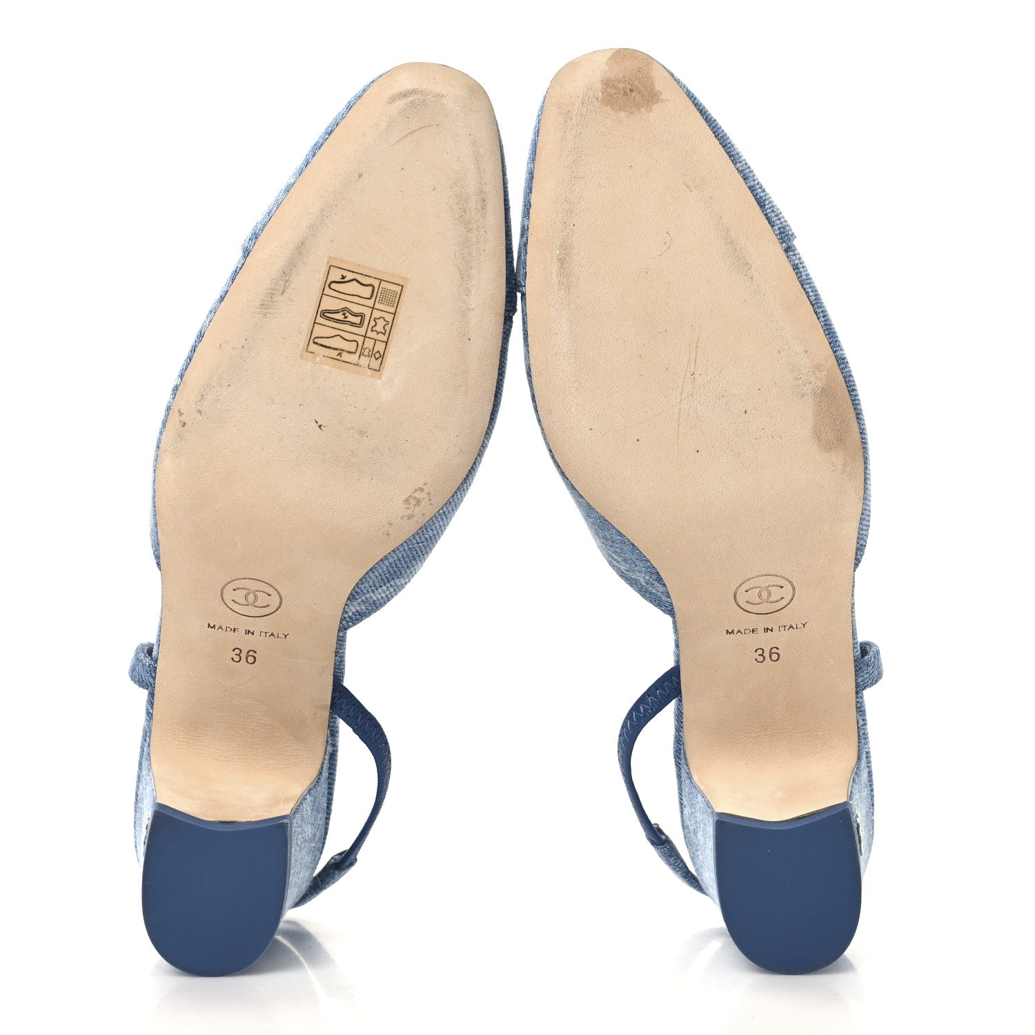 Denim Cap Toe Denim Slingback Pumps 36 Blue