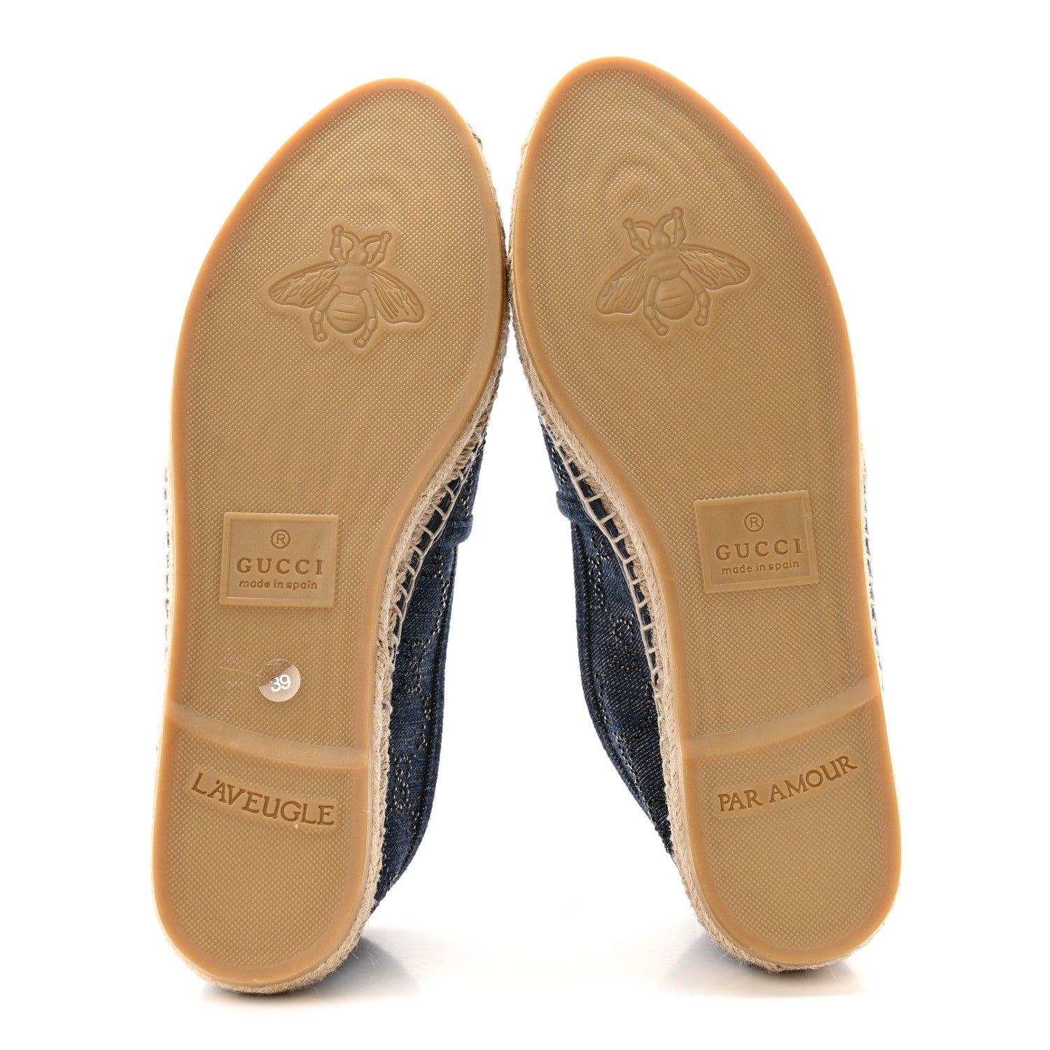 Denim Crystal GG Monogram Espadrilles 39 Blue