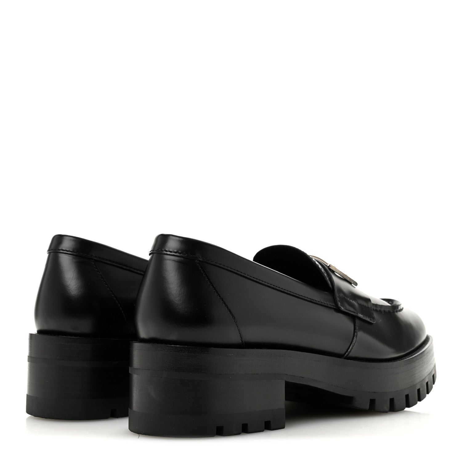 Calfskin Metal CC Loafers 38.5 Black