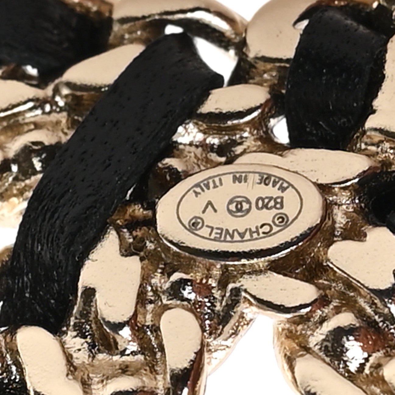 Lambskin Crystal Vintage Allure CC Chain Brooch Black Gold