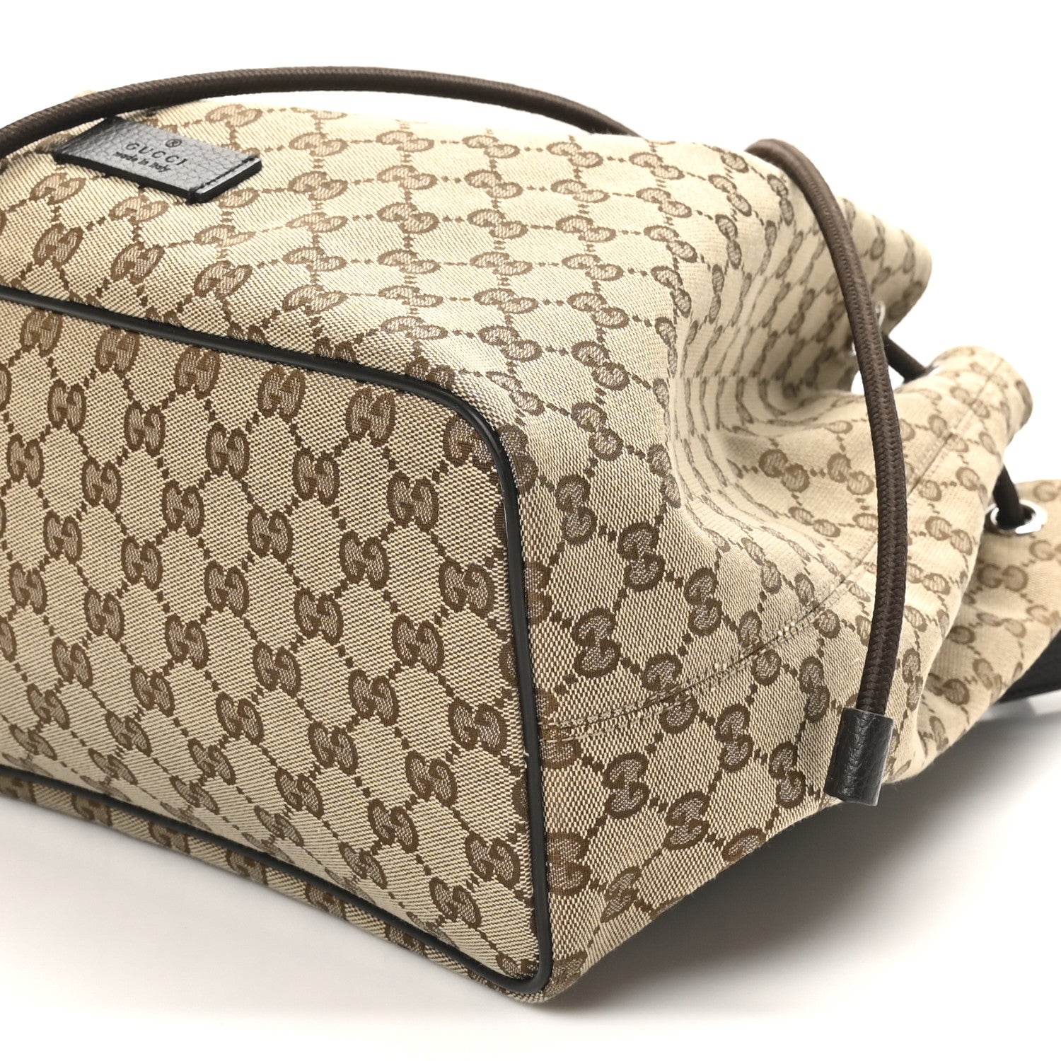Monogram Dollar Calfskin O Drawstring Backpack Beige Ebony Testa di Moro Dark Chocolate