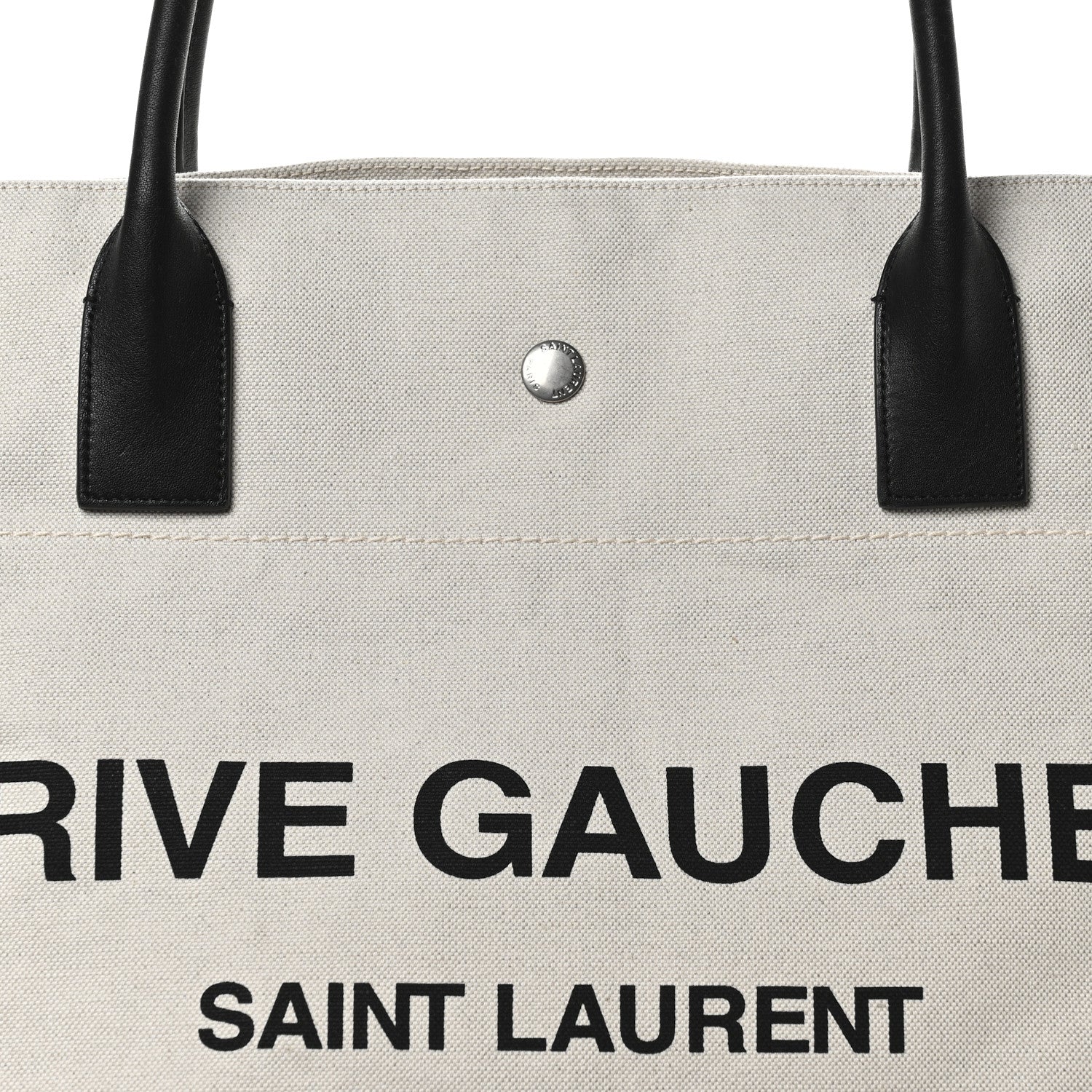 Linen Calfskin Rive Gauche Maxi Tote Grege et Noir