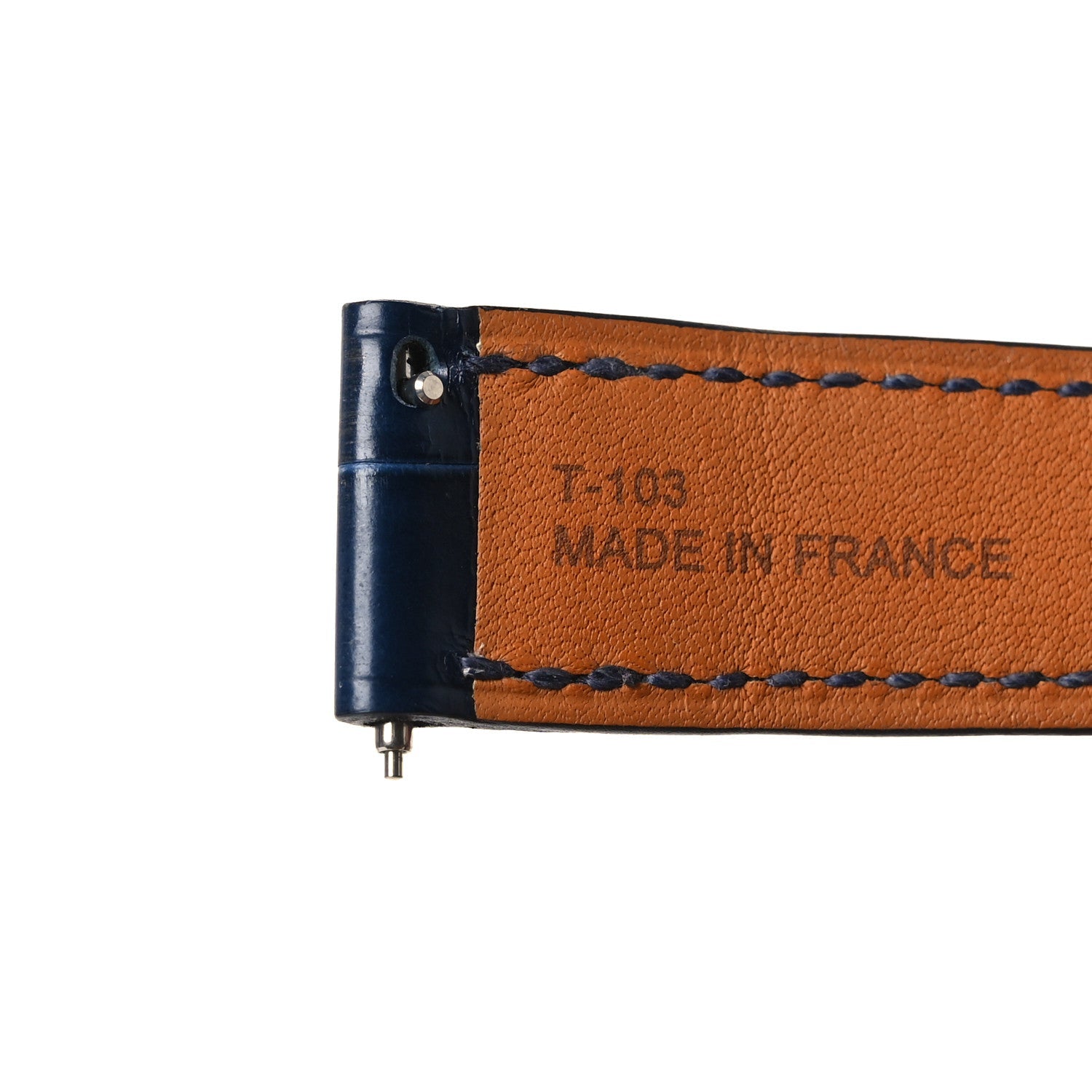 Matte Alligator 25mm Heure H Hour Watch Strap Bleu Marine