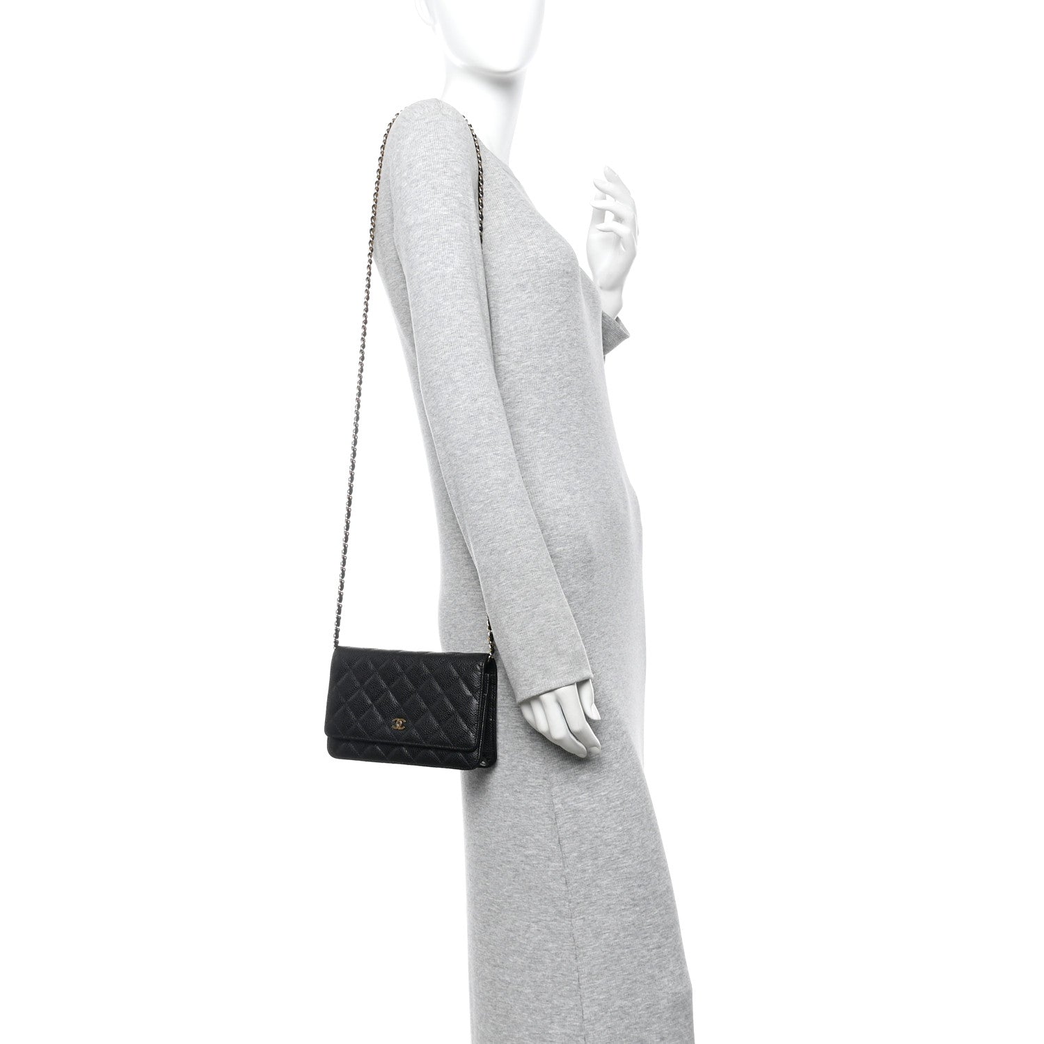 Caviar Quilted Wallet On Chain WOC Black