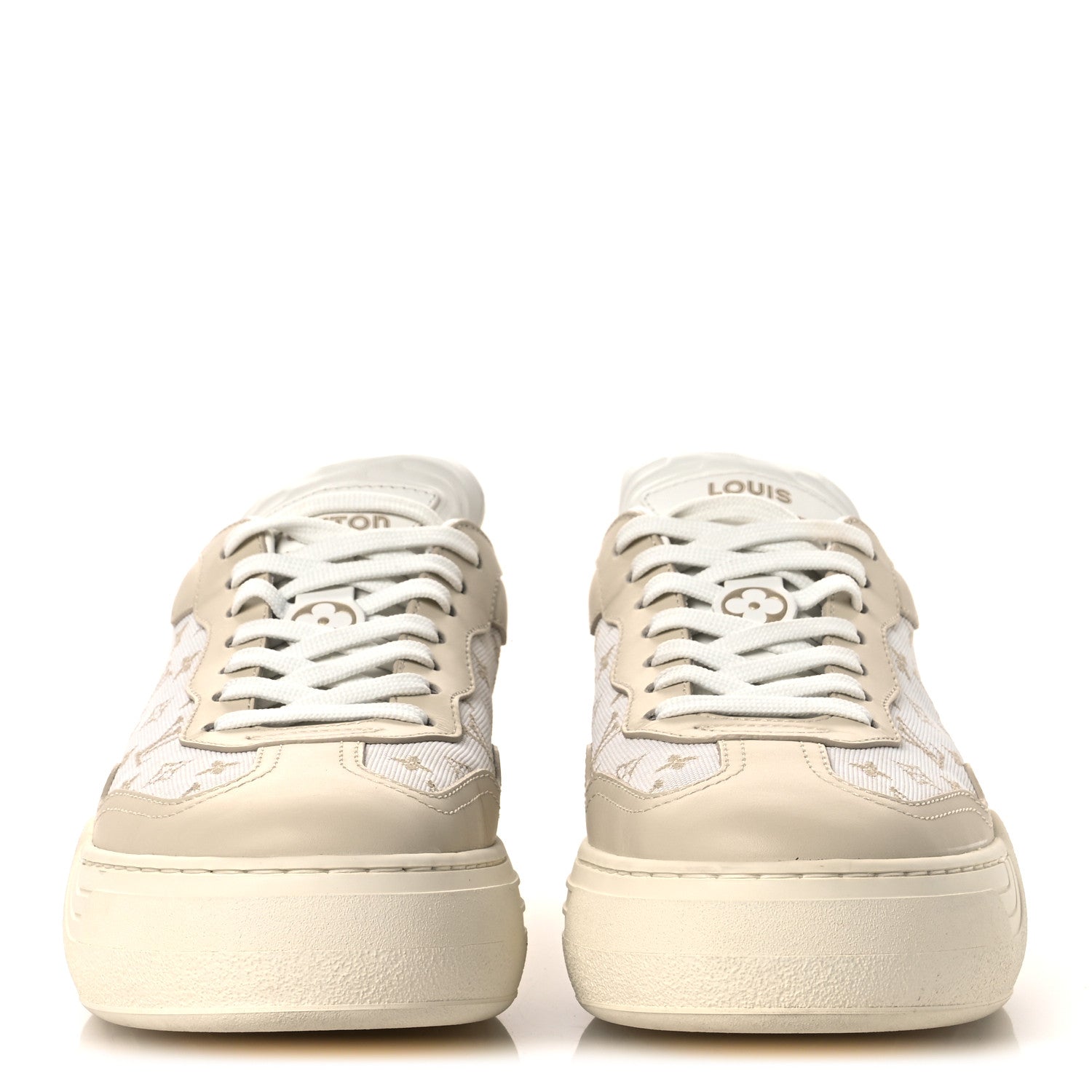 Canvas Calfskin Monogram LV Groovy Platform Sneakers 39 Beige