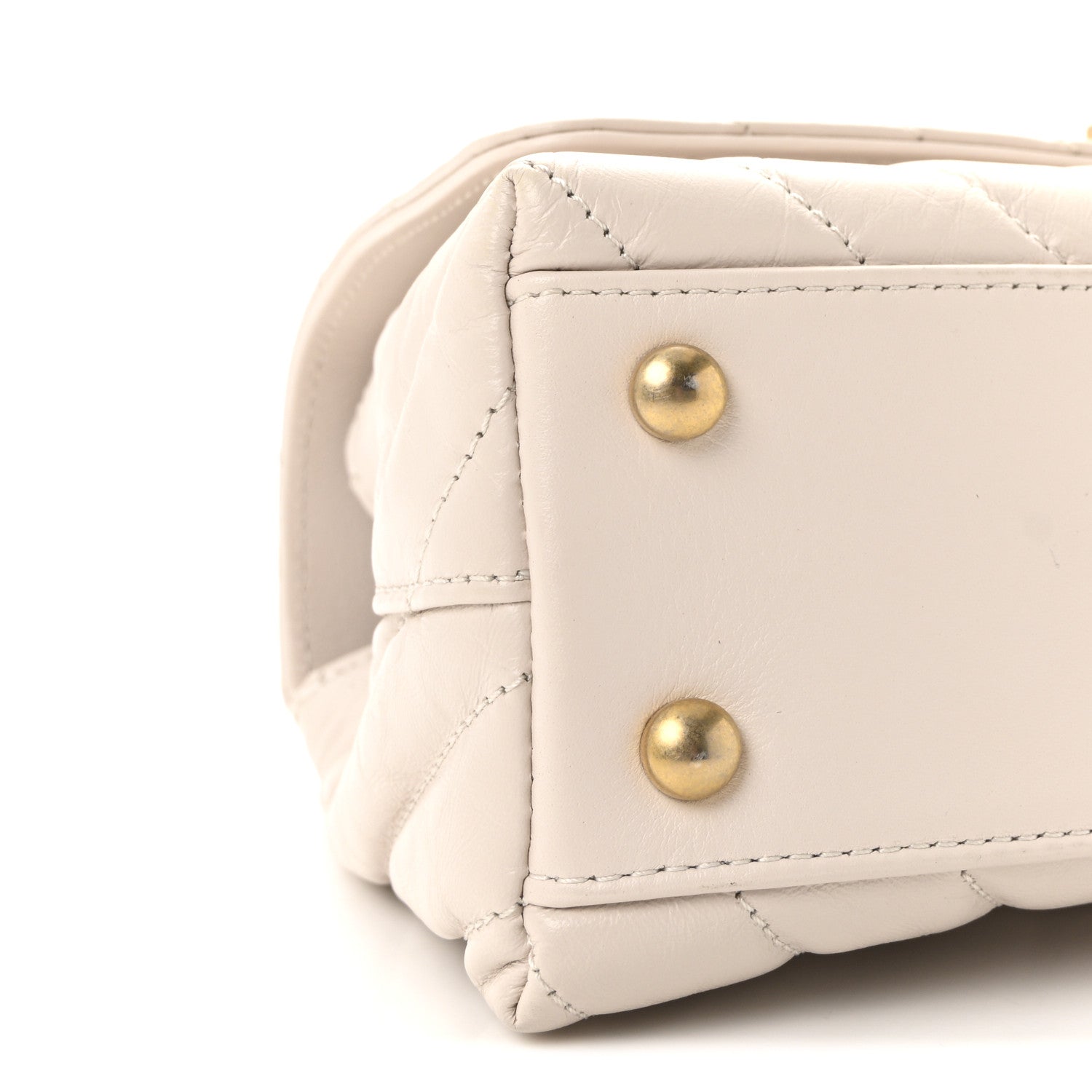 Calfskin Chevron Quilted Mini Coco Handle Flap Rose Pale