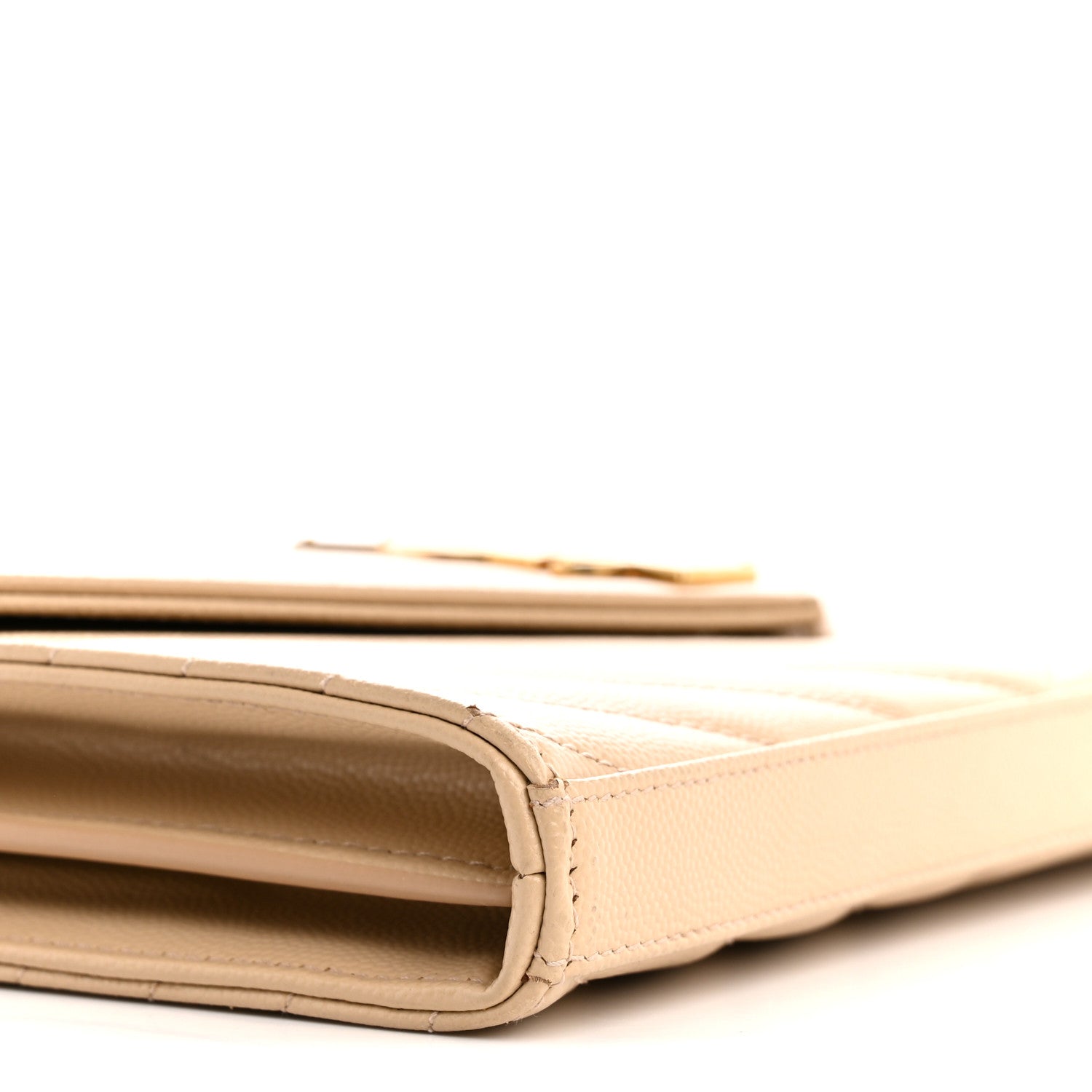 Grain De Poudre Matelasse Chevron Monogram Chain Wallet Dark Beige