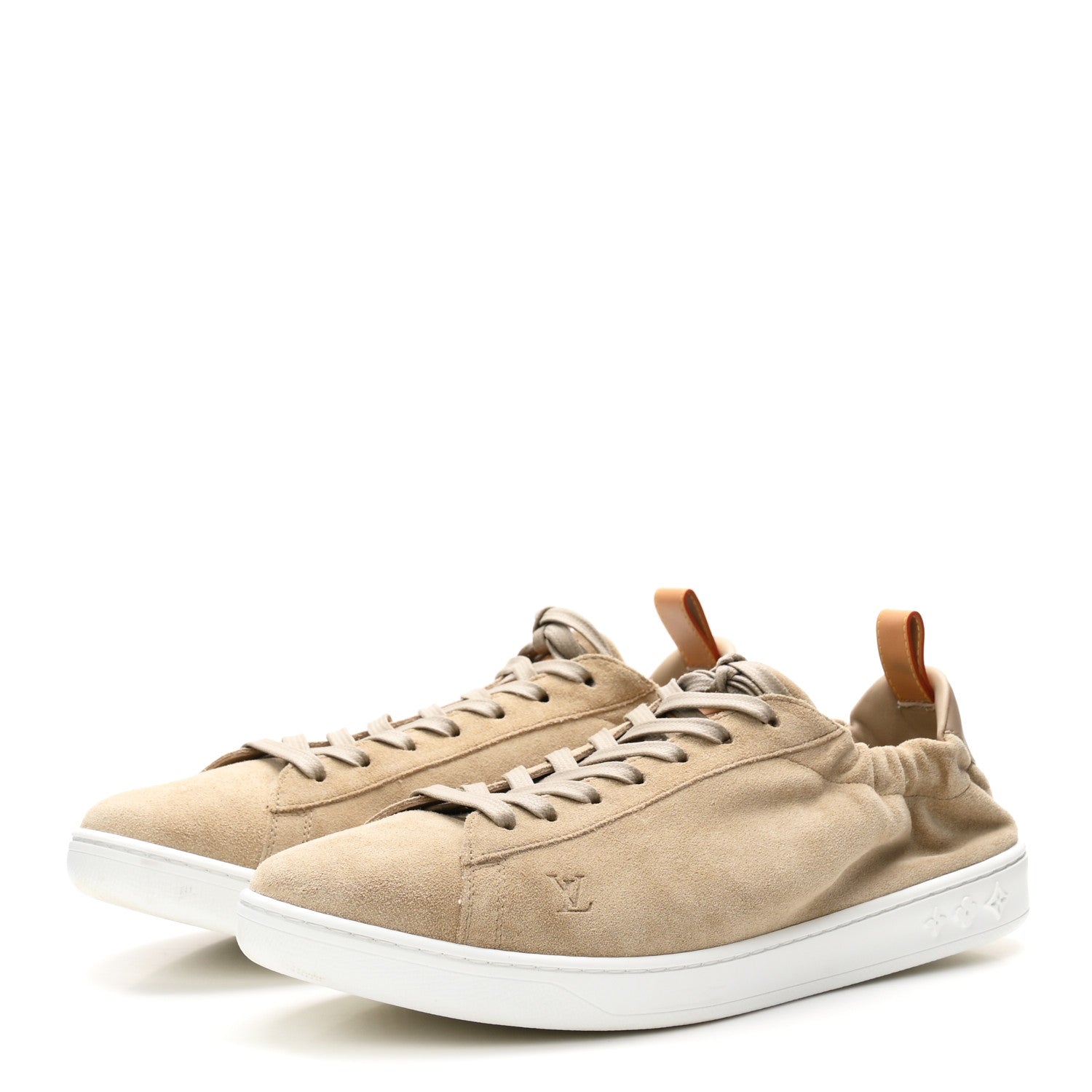 Suede Calfskin Mens LV Soft Sneakers 9 Beige