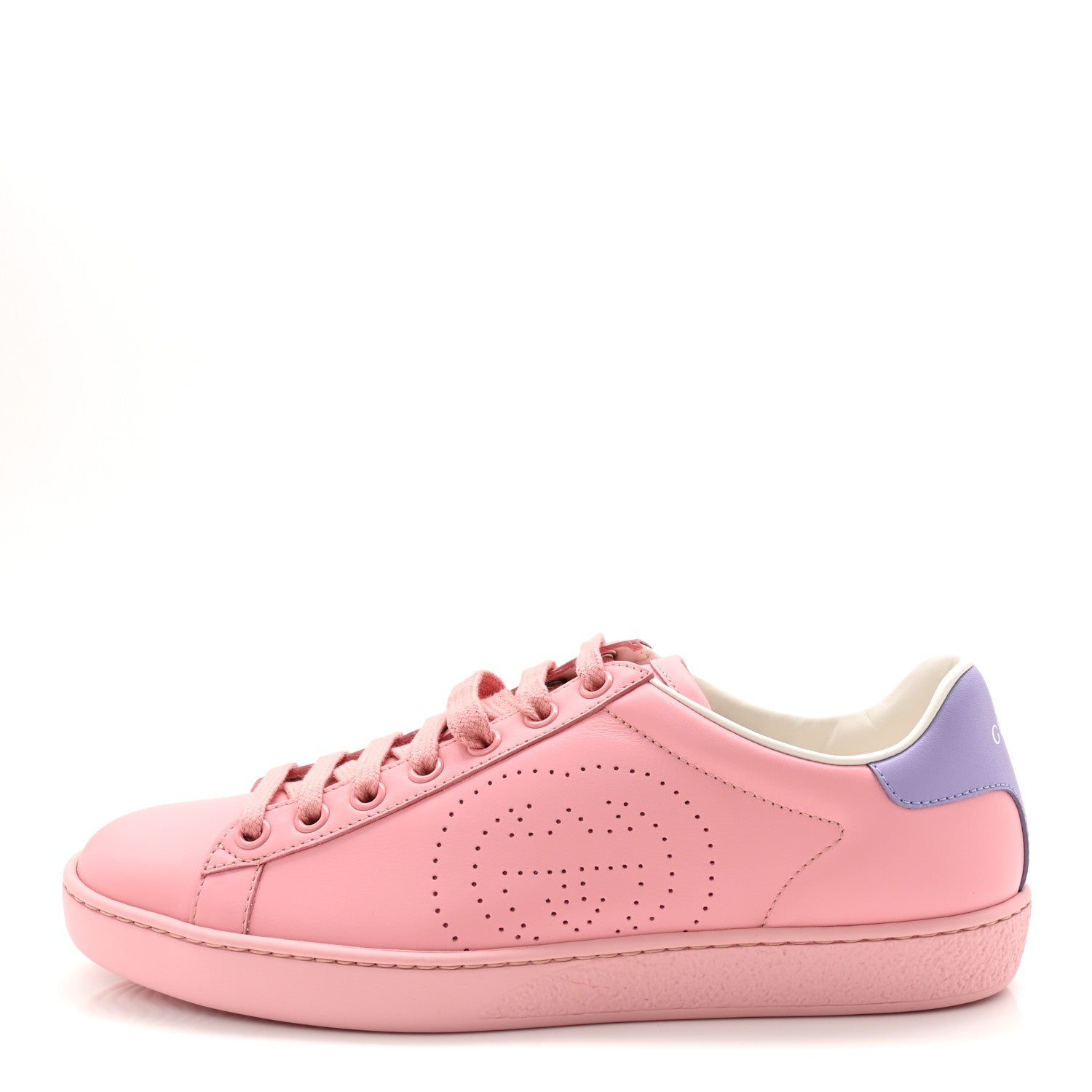 Miro Soft Calfskin Interlocking G Perforated Womens Ace Sneakers 36.5 Wild Rose Lapis