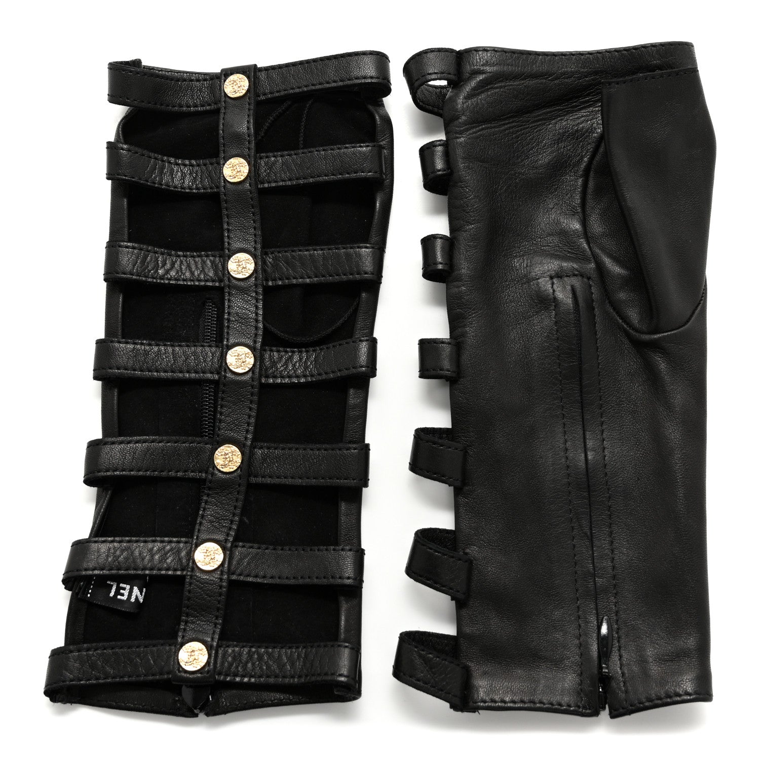 Calfskin Fingerless Gloves 8 Black