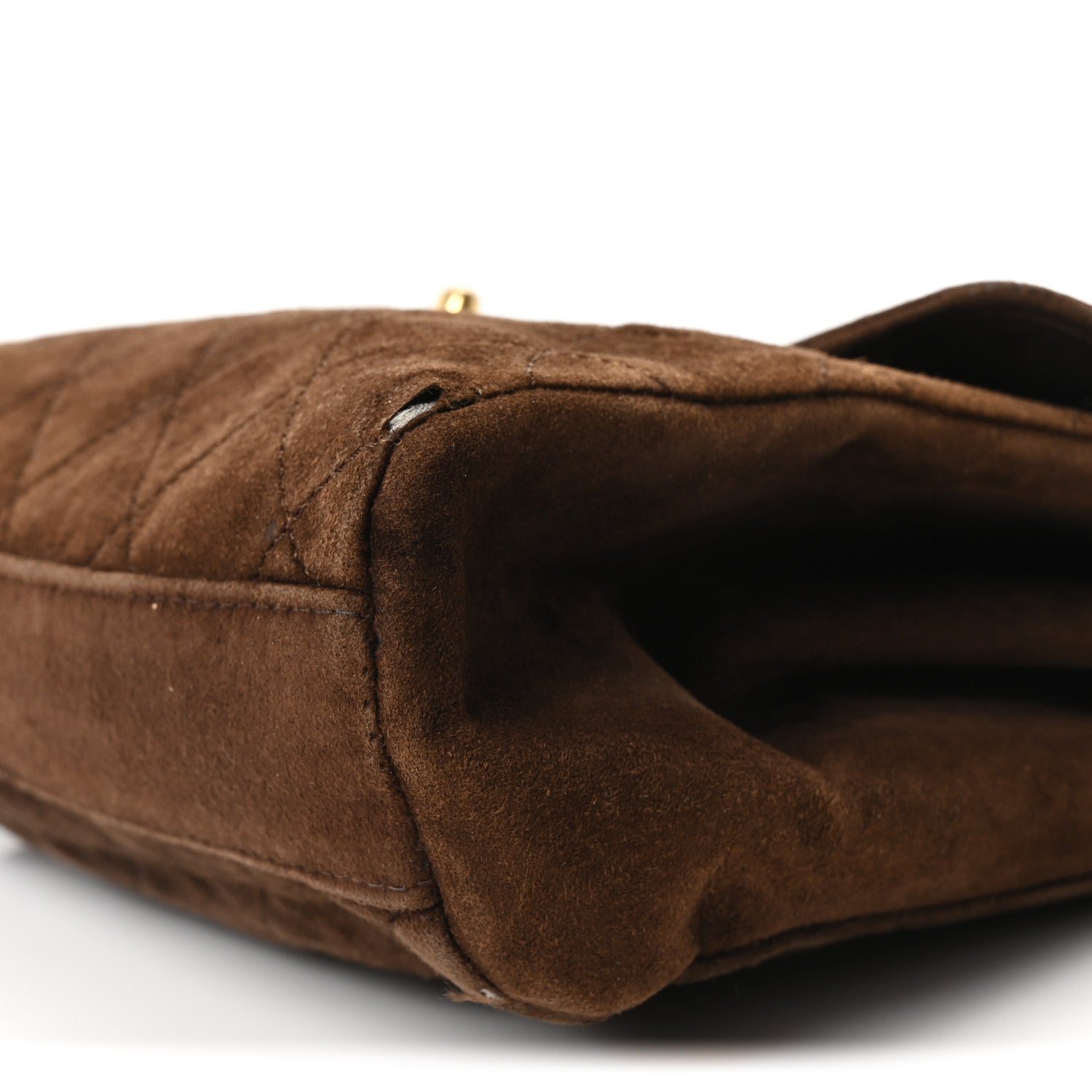Suede Quilted CC Shoulder Bag Brown