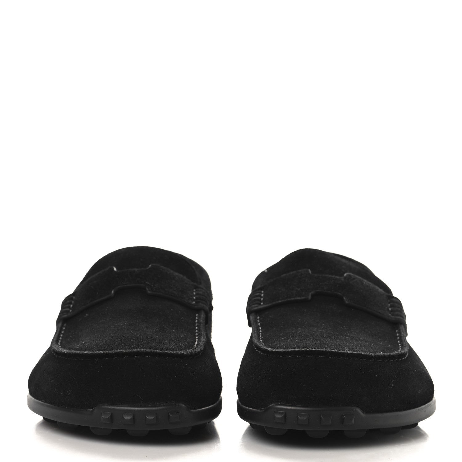 Suede Calfskin Lazy Loafers 37 Black