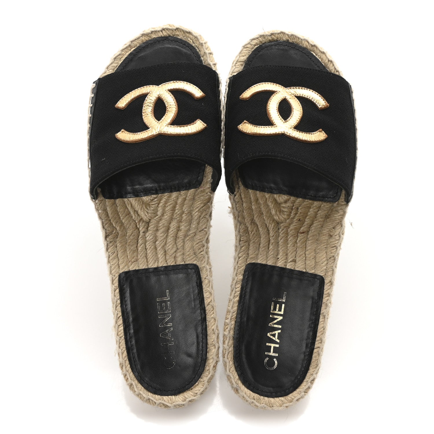 Wool Laminated Lambskin CC Slide Sandals 41 Black Gold